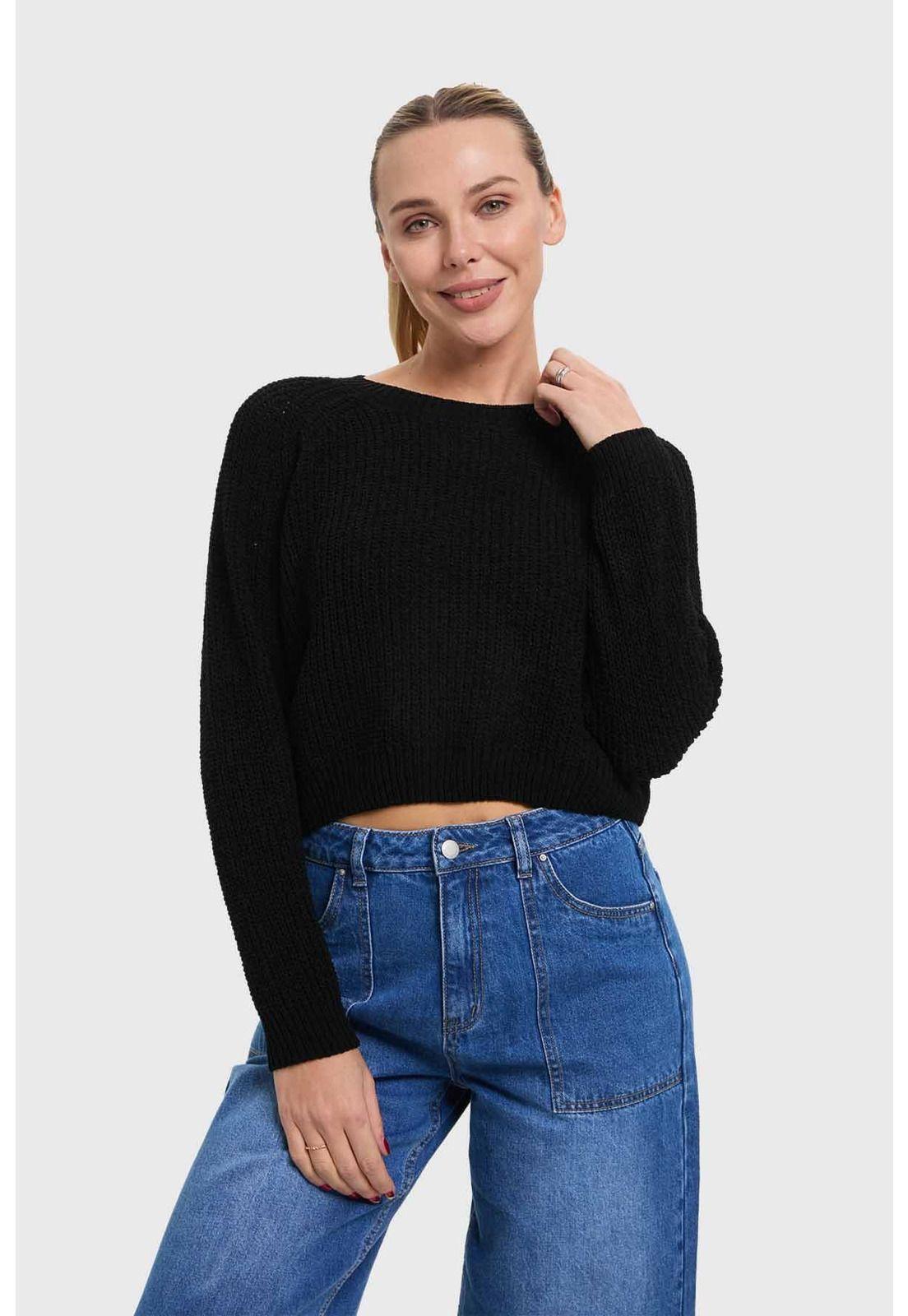Sweater Mujer Chenille Negro - lll-0