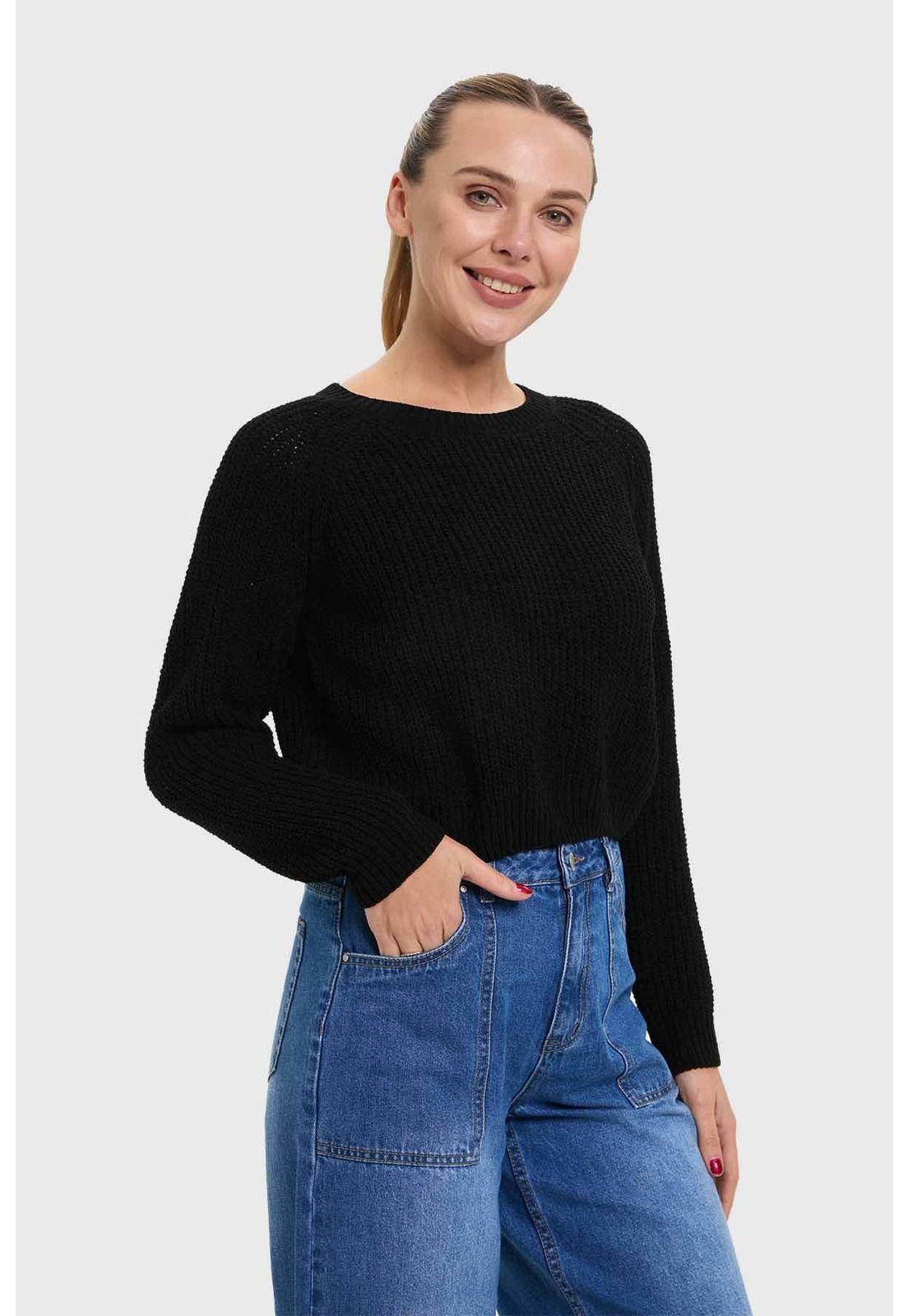 Sweater Mujer Chenille Negro - lll-1