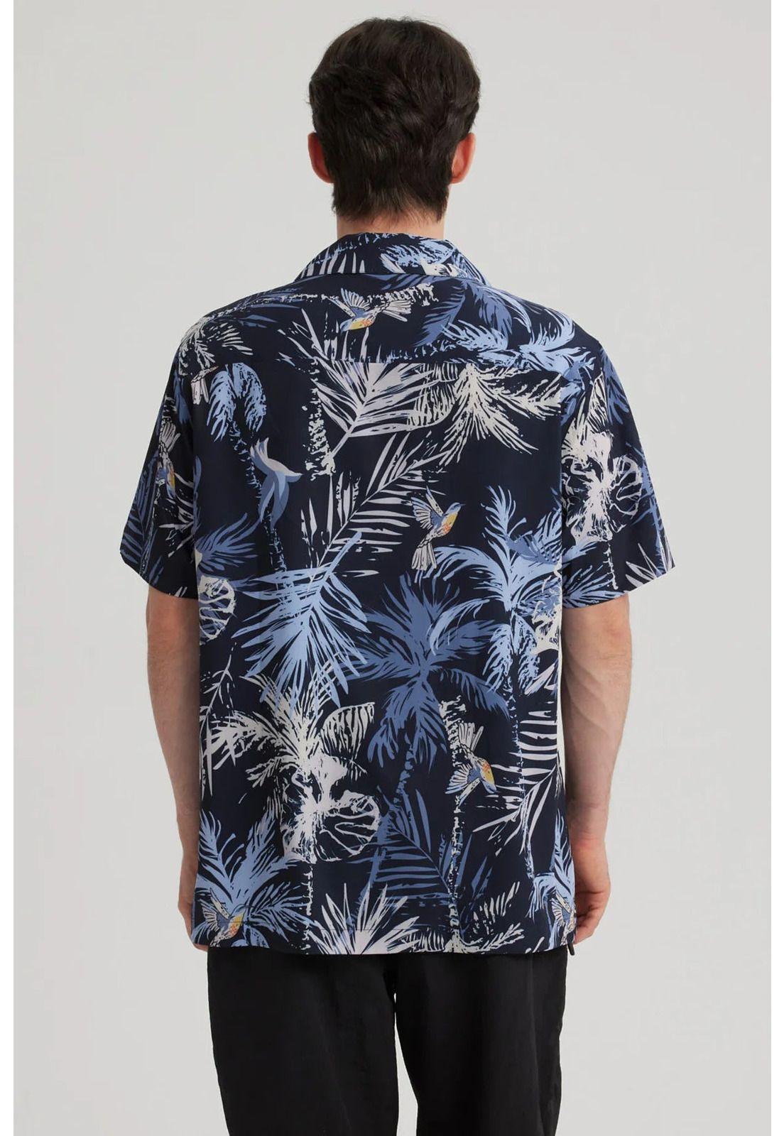 Camisa Hombre Cuello Cubano Rapport Azul-6