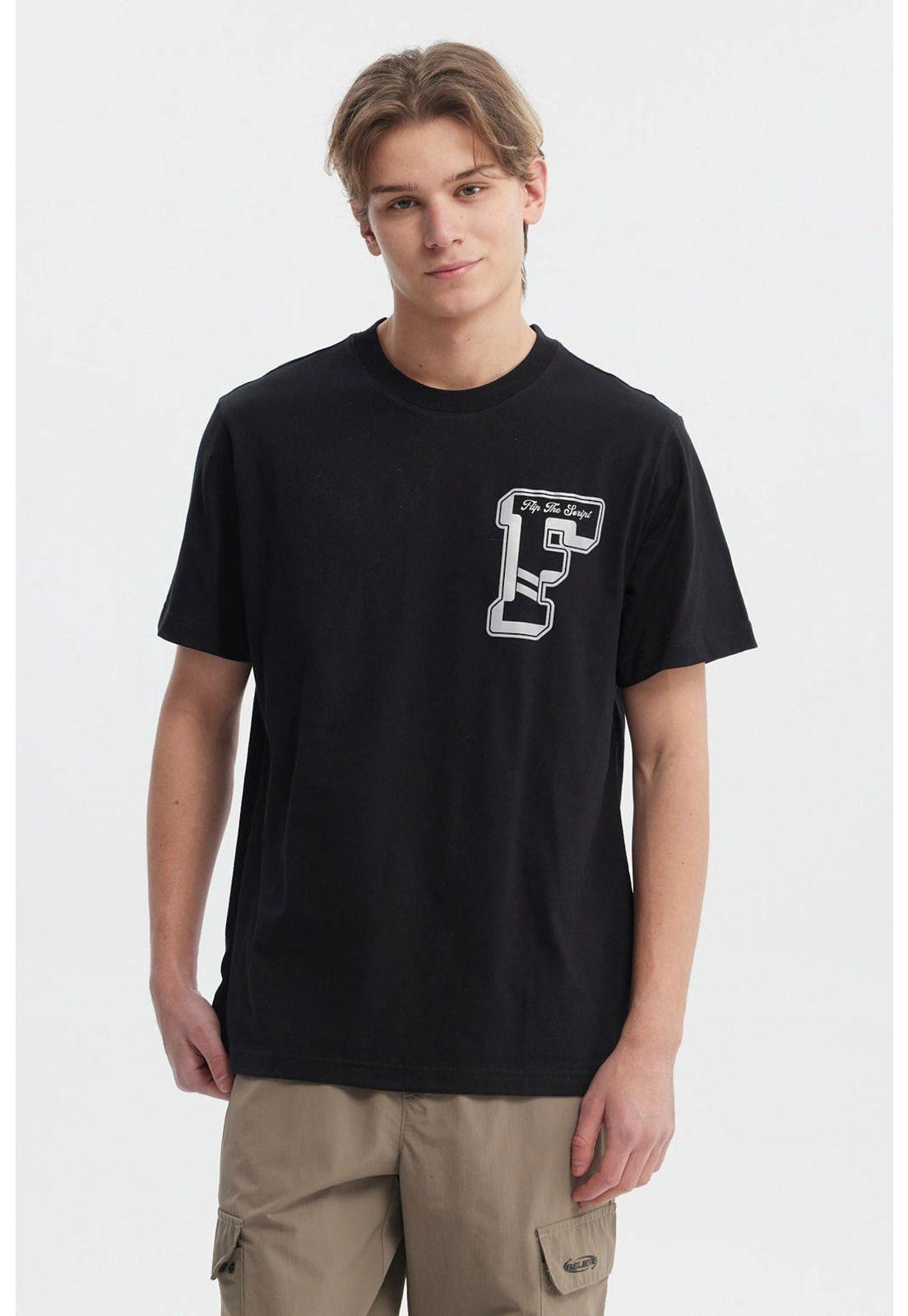 Polera Hombre Regular Fit Letra Negro-0