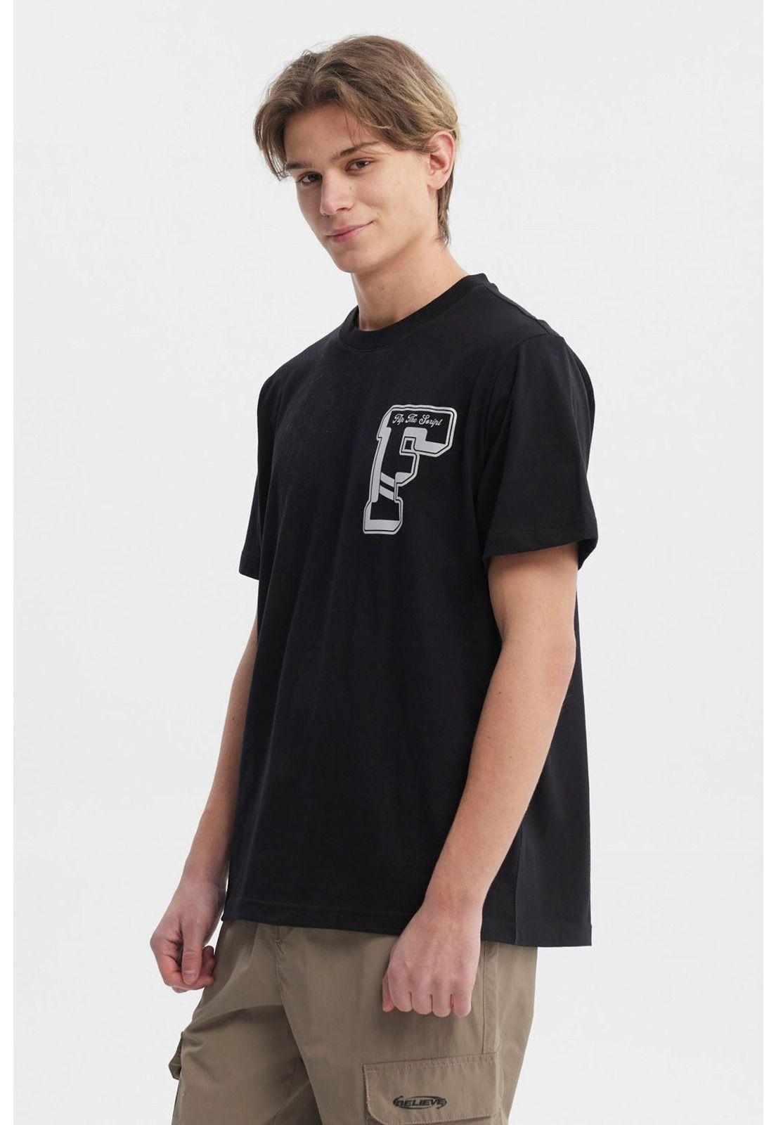 Polera Hombre Regular Fit Letra Negro-1