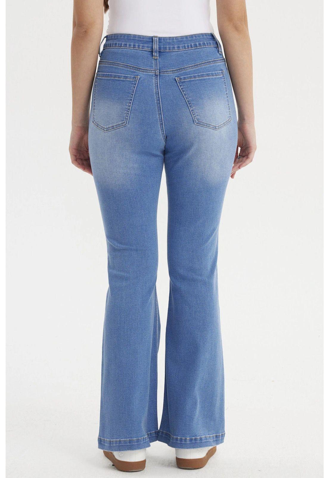 Jeans Mujer Flare Bolsiillos Azul-2