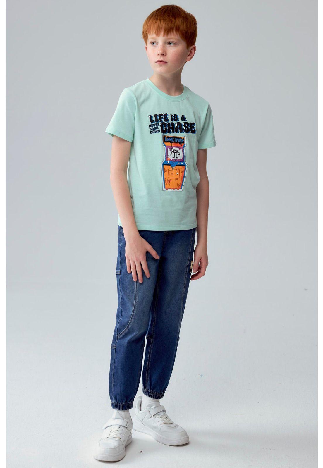 Polera Niño Print Gamer Verde Claro-3