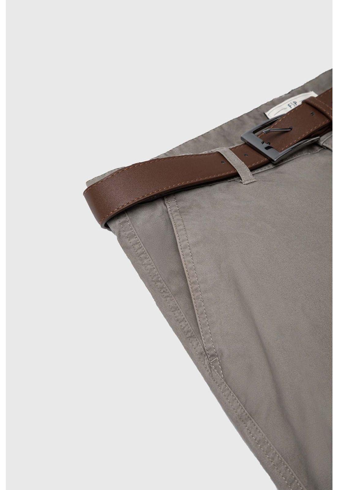 Pantalón Hombre Chino Cinturón Gris-2