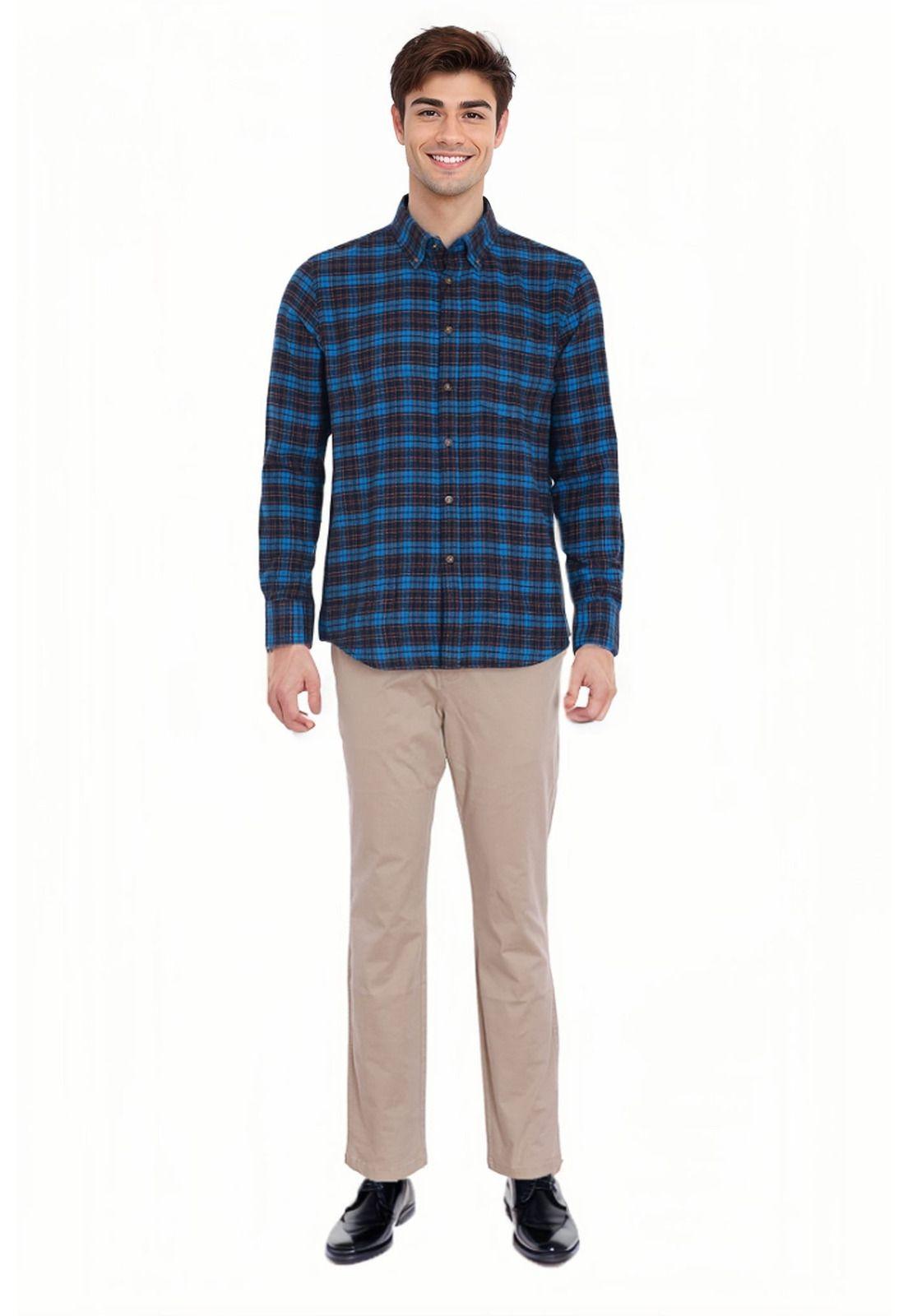 Camisa Hombre Franela Básica Petróleo-2
