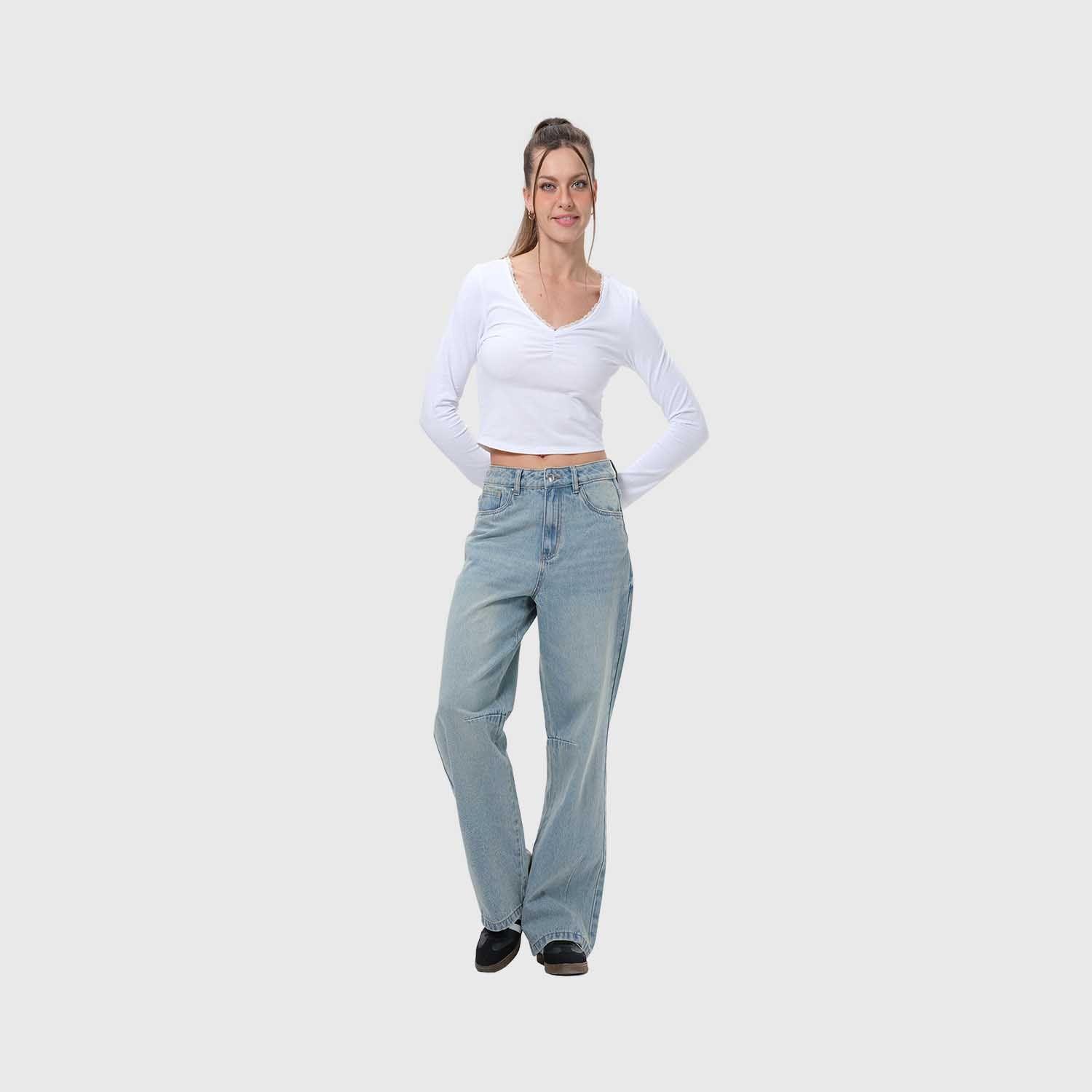 Jeans Mujer Baggy Azul-3
