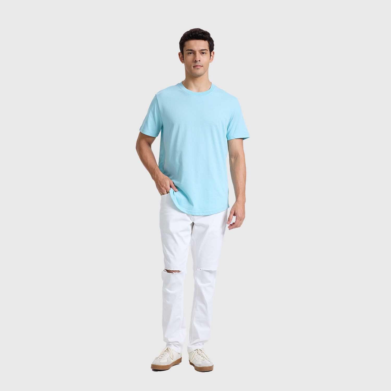Polera Hombre Long Fit Básica Turquesa Claro Fashions Park-3