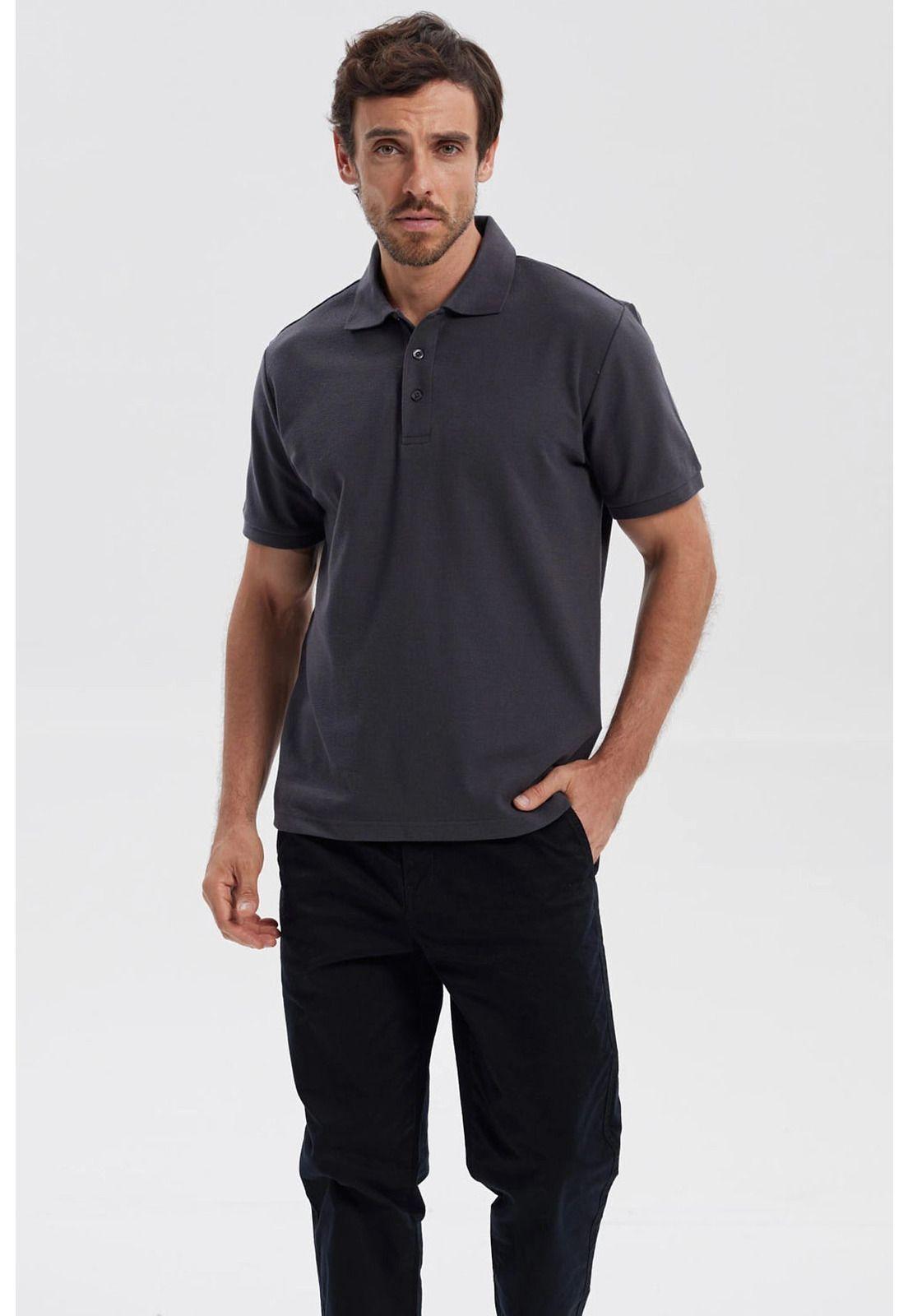 Polera Hombre Piqué Básica Lisa Marengo-0