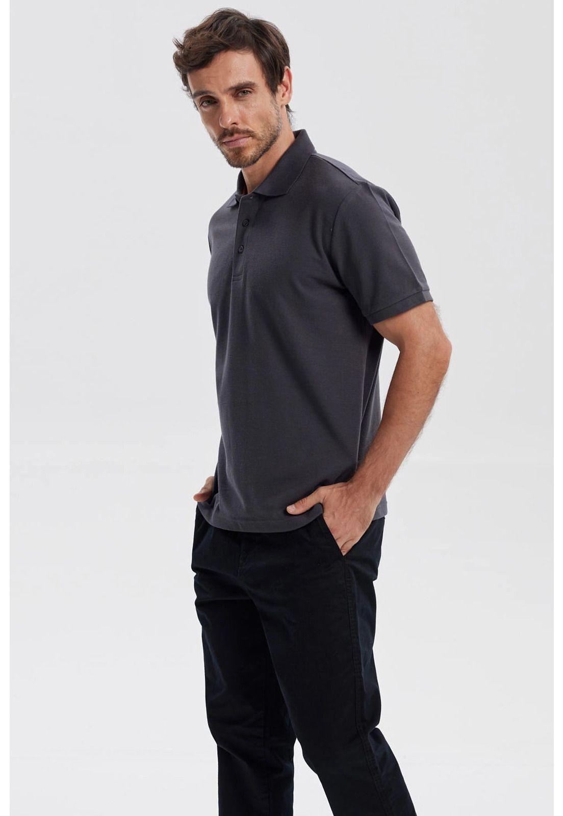 Polera Hombre Piqué Básica Lisa Marengo-1