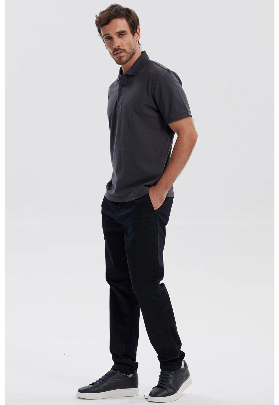 Polera Hombre Piqué Básica Lisa Marengo-3