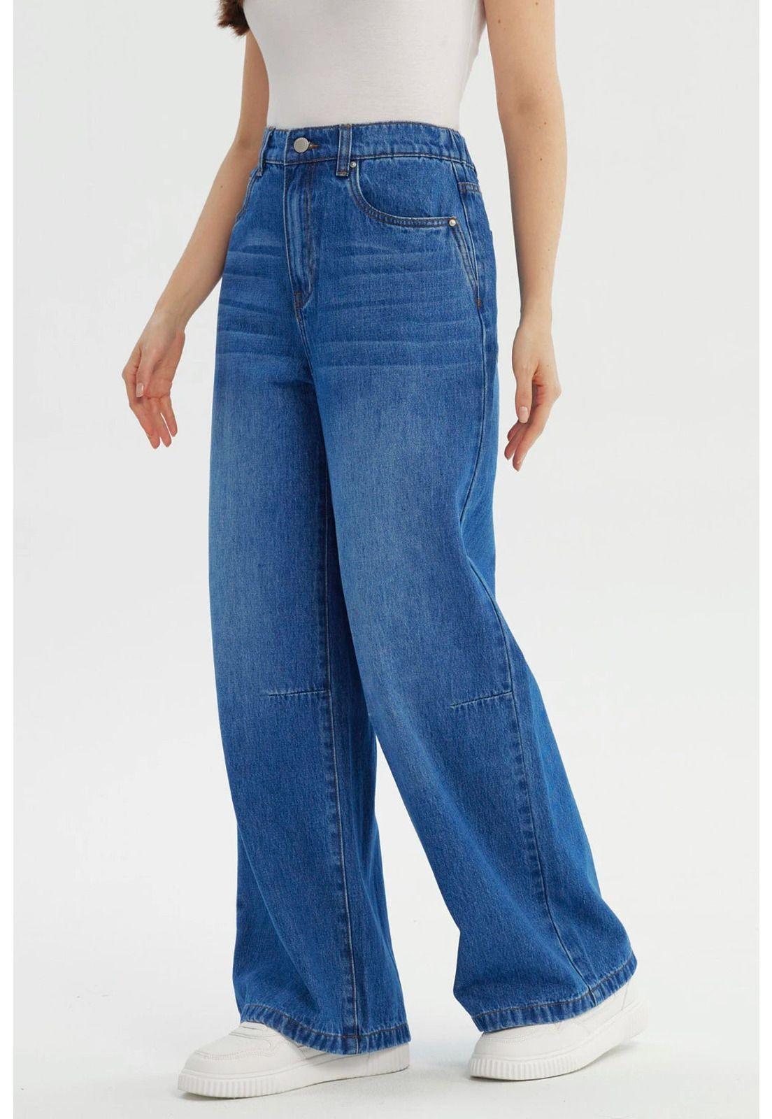 Jeans Mujer Moda Wide Leg Azul - lll-1