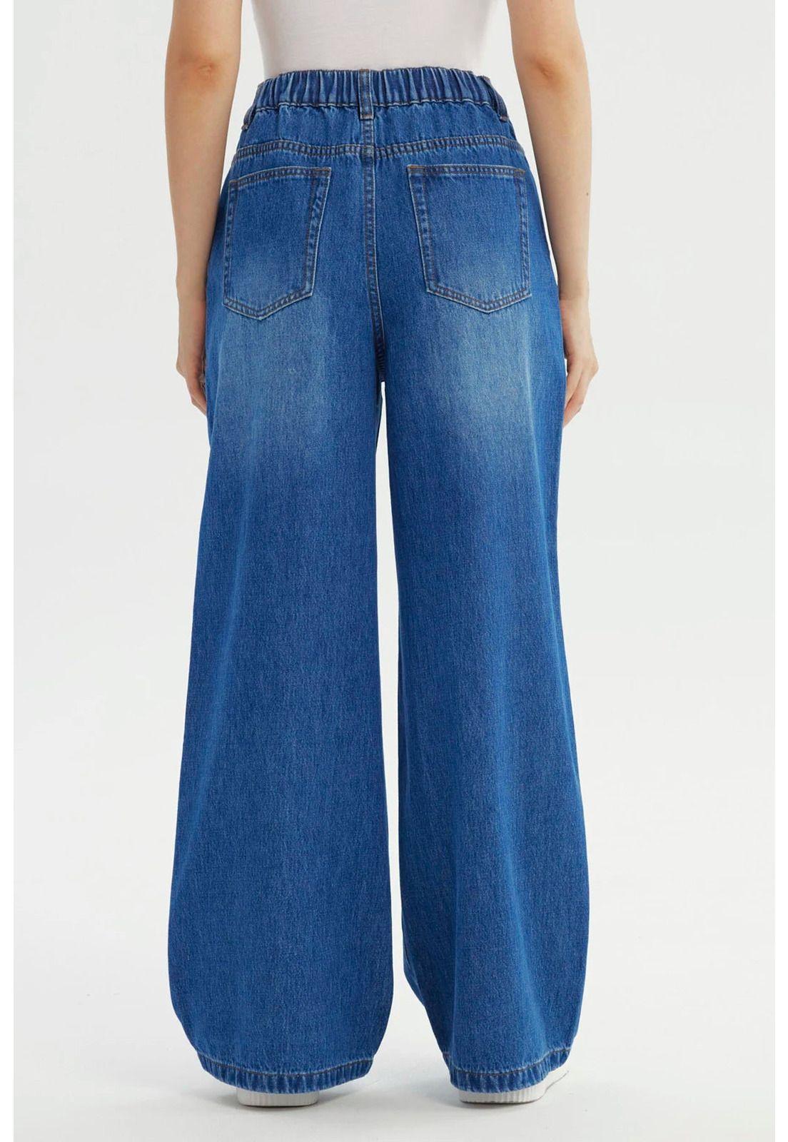 Jeans Mujer Moda Wide Leg Azul - lll-2