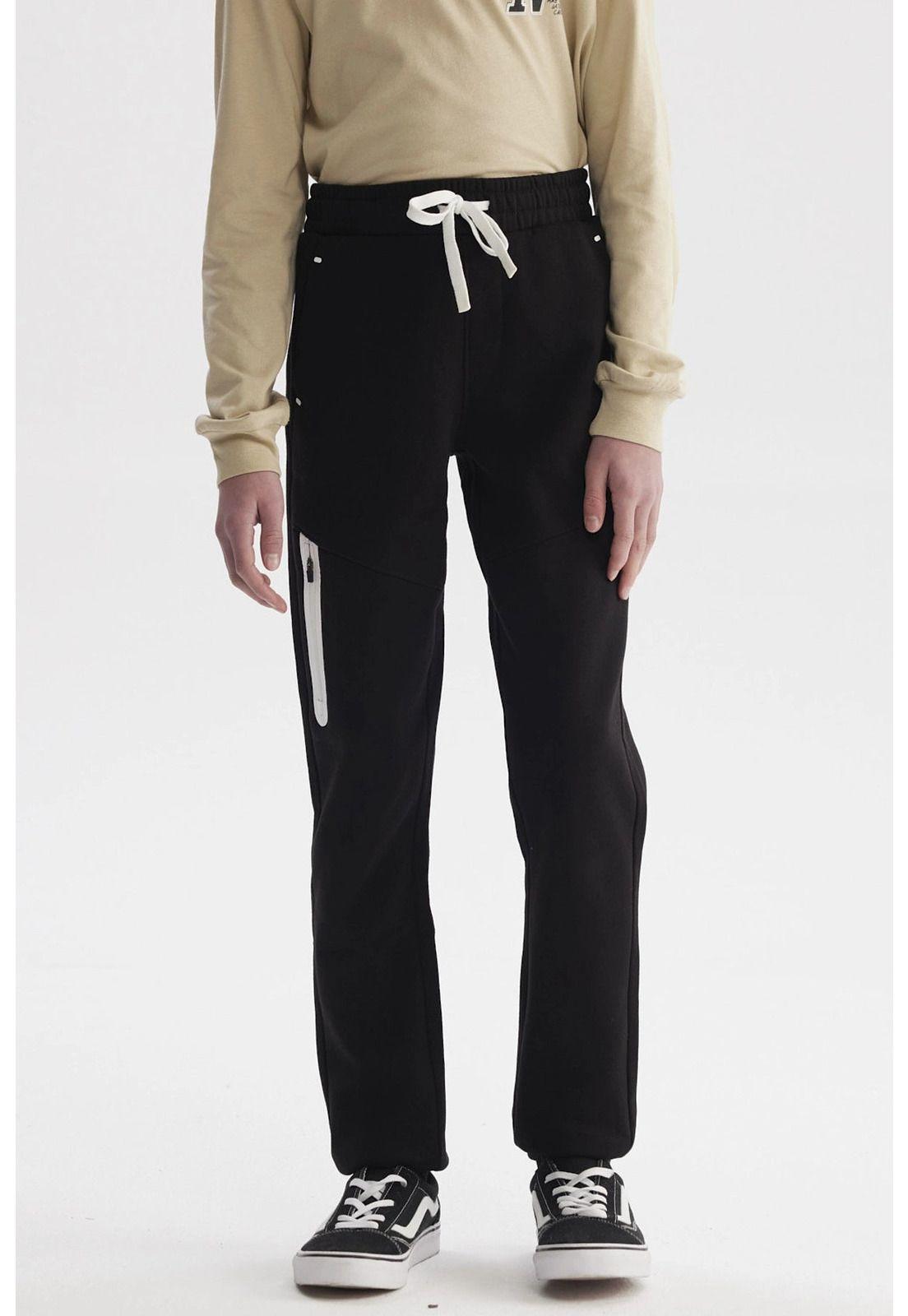 Pantalón Buzo Niño Pitillo Negro-0