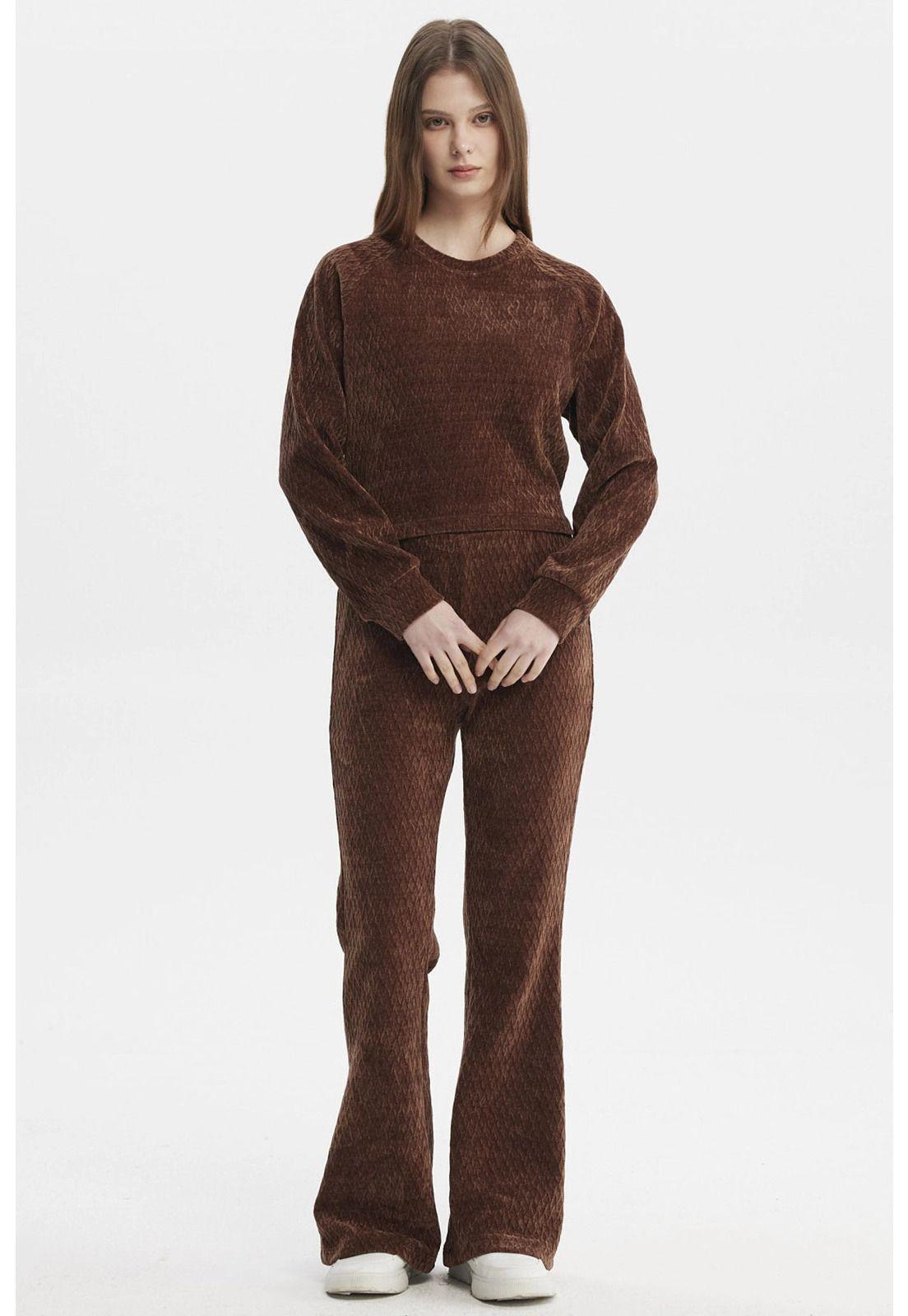 Pantalón Mujer Flare Café-3