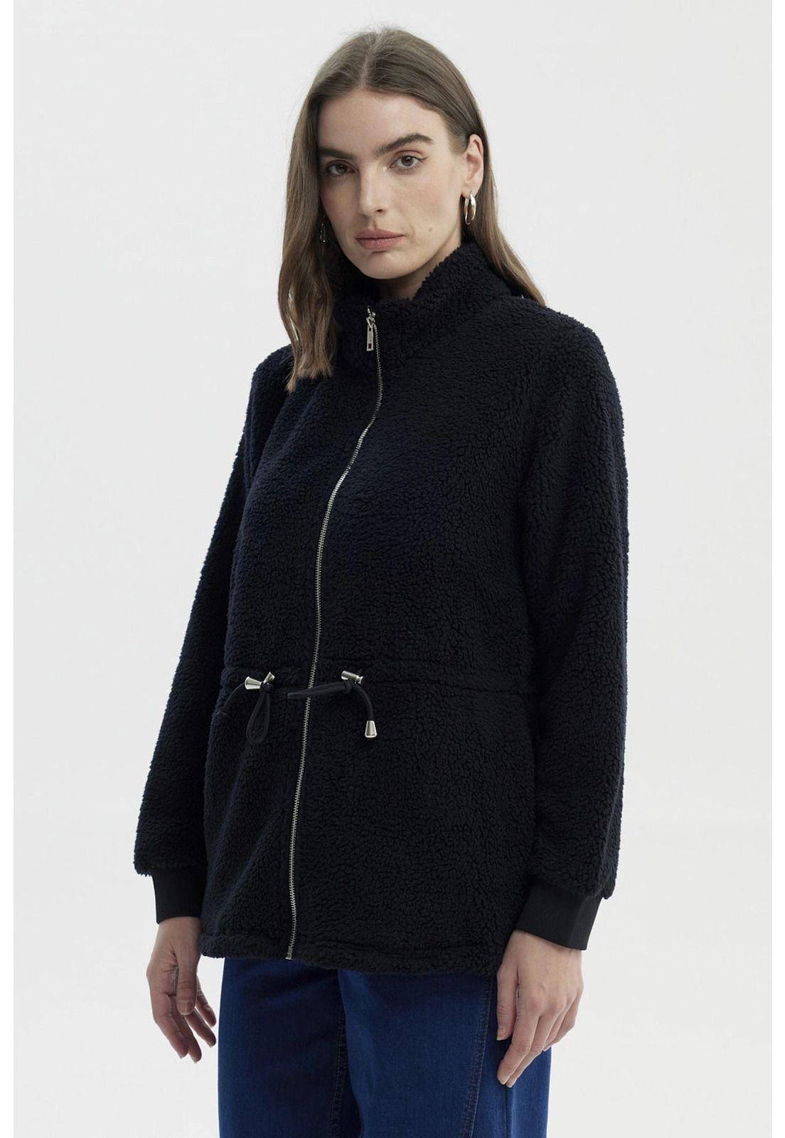Polar Mujer Cuello Camisero Negro - V-1