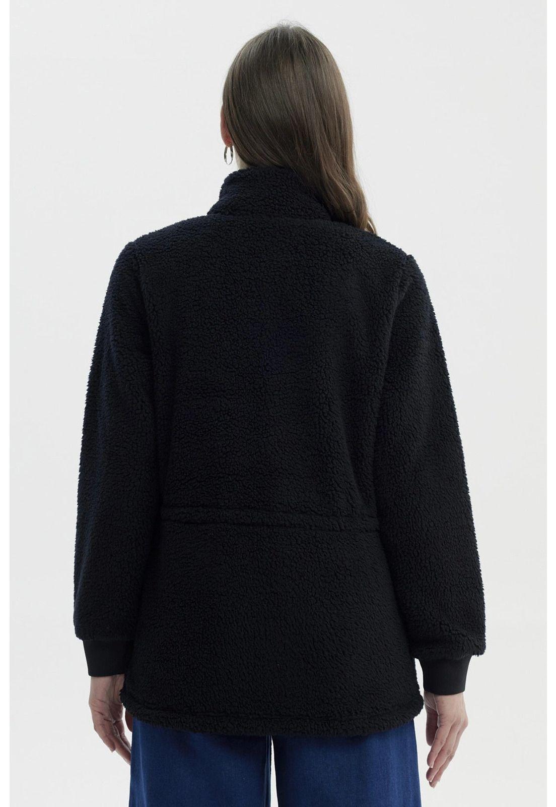 Polar Mujer Cuello Camisero Negro - V-2