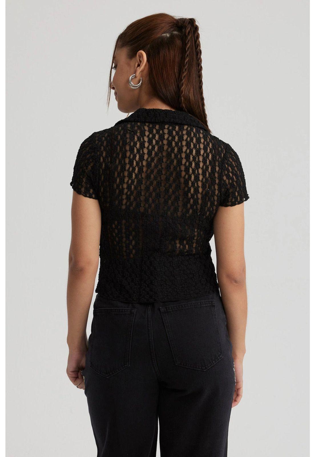 Polera Mujer Cierre Delantero Negro - ll-2