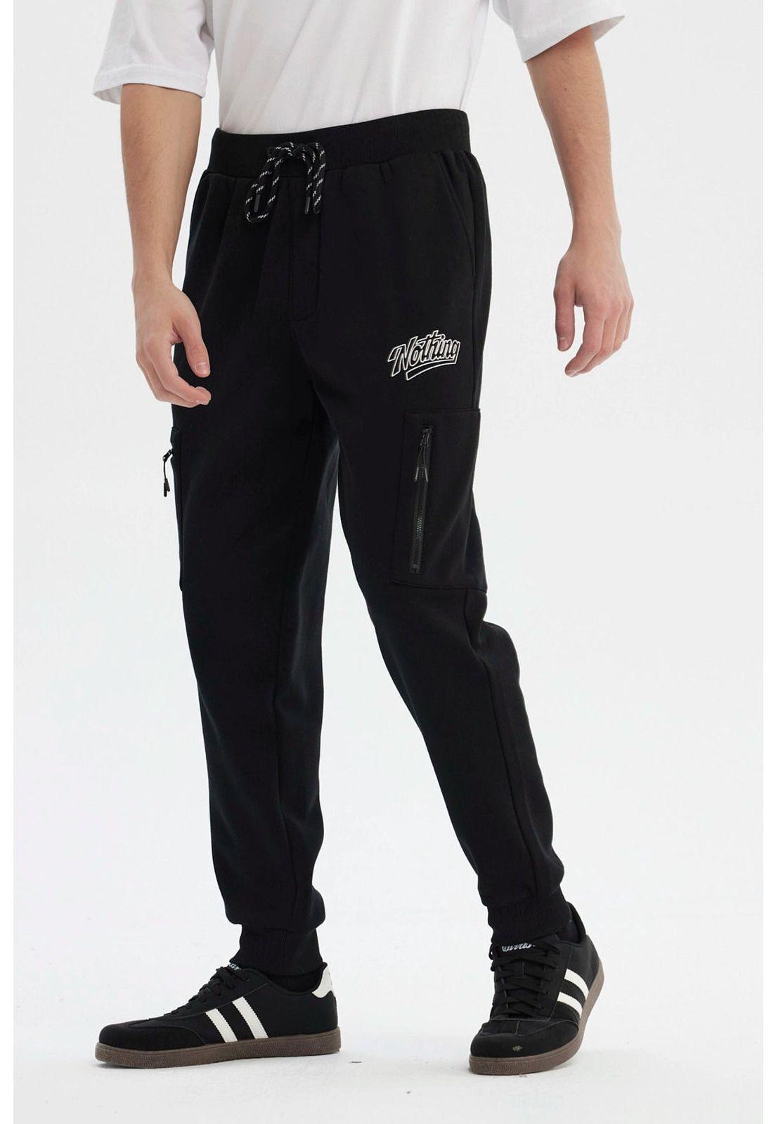 Pantalón Buzo Hombre Pitillo Negro - ll-1