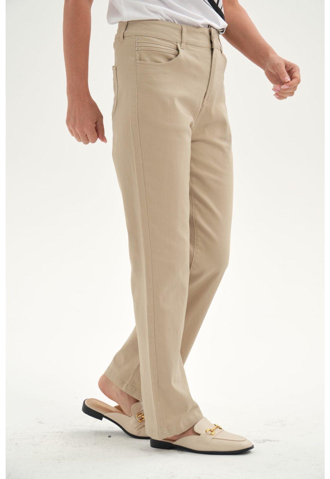 Pantalón Mujer Gabardina Beige-1