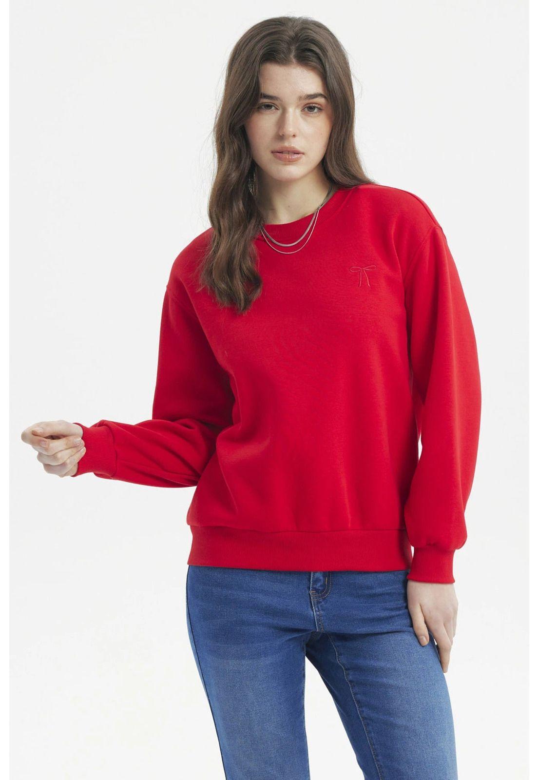 Polerón Mujer Liso Rojo-0