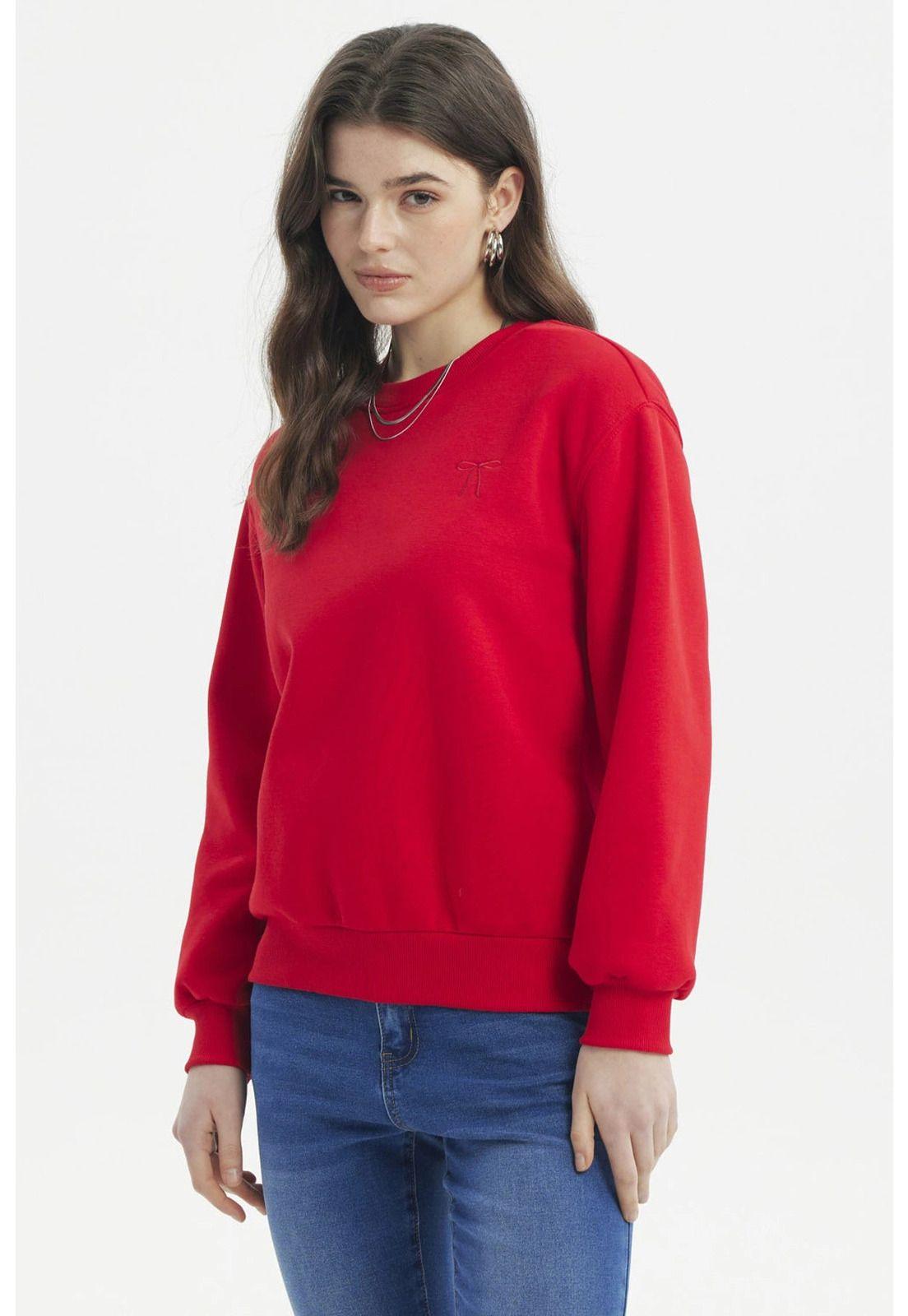 Polerón Mujer Liso Rojo-1