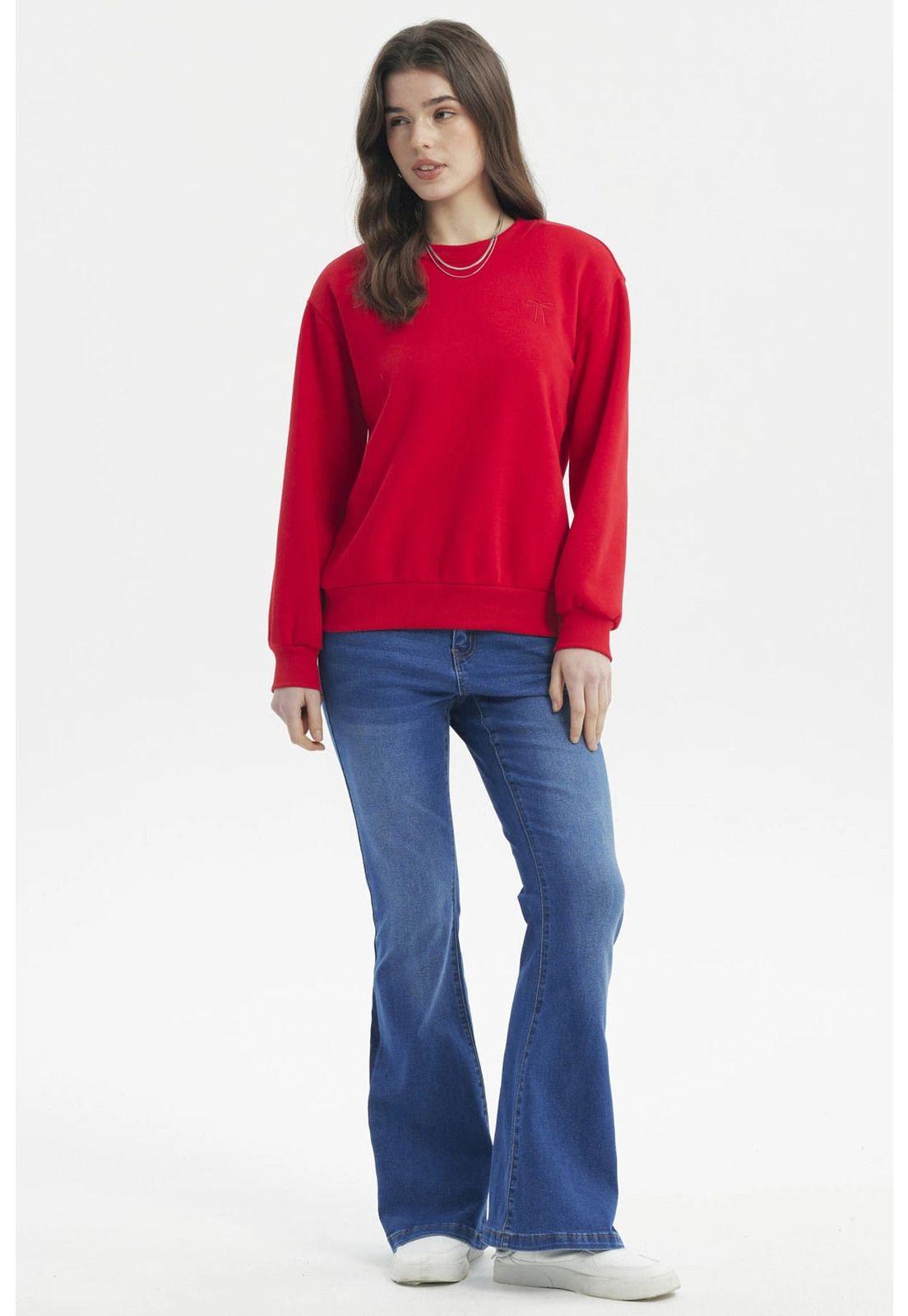 Polerón Mujer Liso Rojo-3