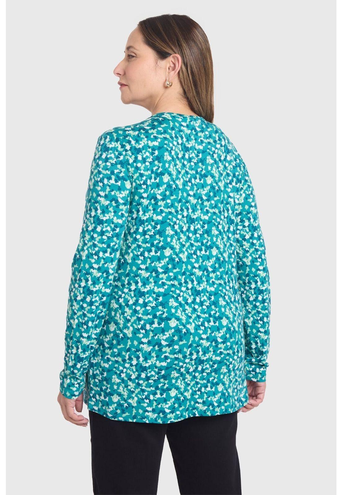 Polera Mujer Con Aplicación Escote Verde-2