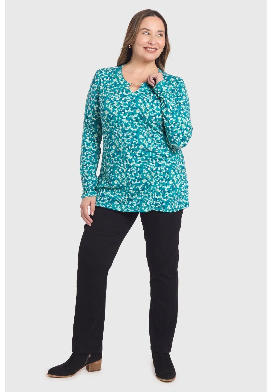 Polera Mujer Con Aplicación Escote Verde-3