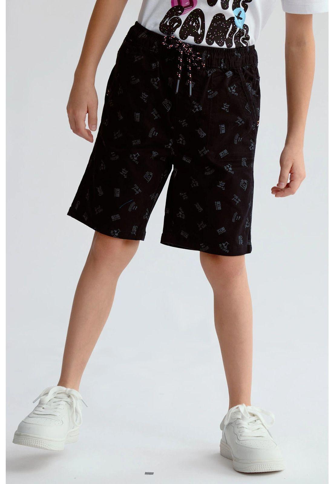 Bermuda Niño Gabardina Básica Negro-2