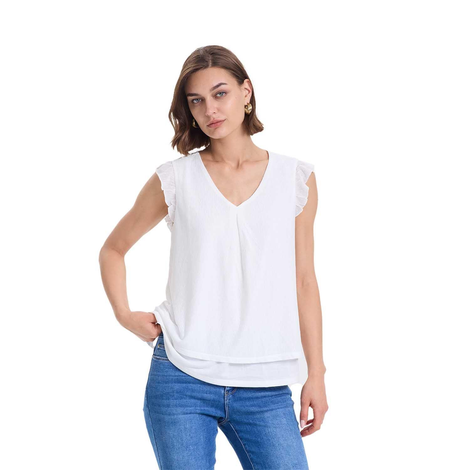 Polera Mujer Doble Capa Y Pinza Crudo Fashions Park-0