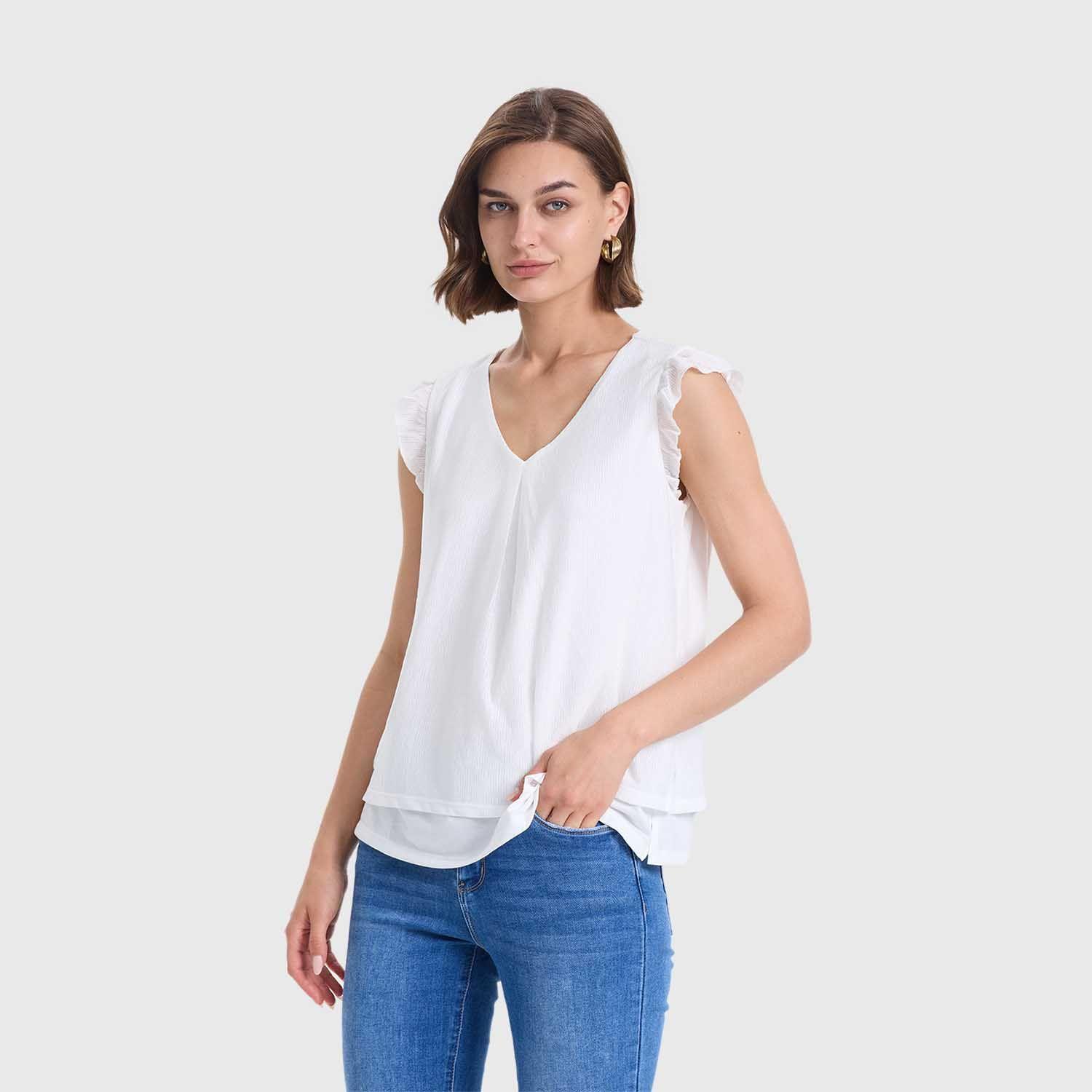 Polera Mujer Doble Capa Y Pinza Crudo Fashions Park-1