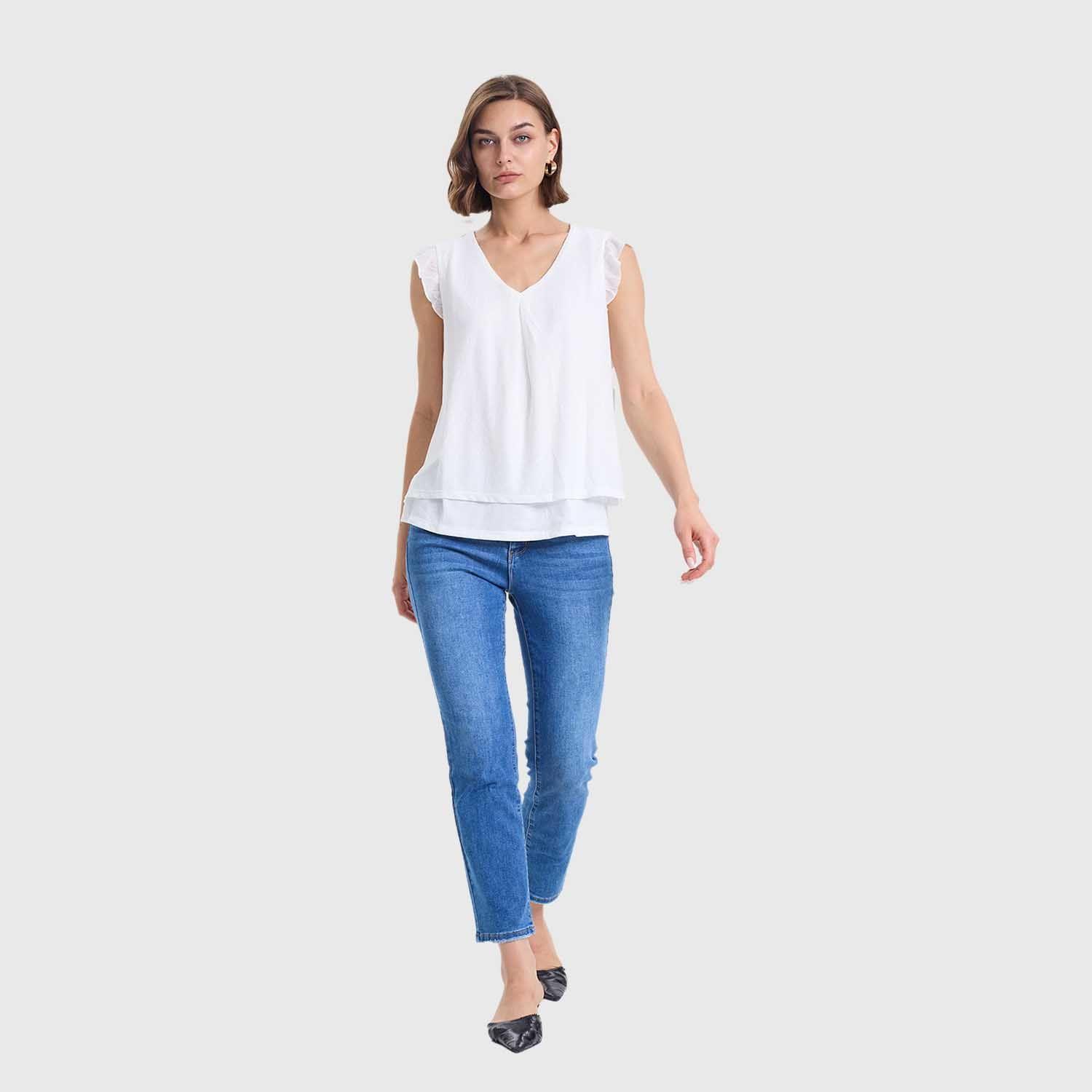 Polera Mujer Doble Capa Y Pinza Crudo Fashions Park-3