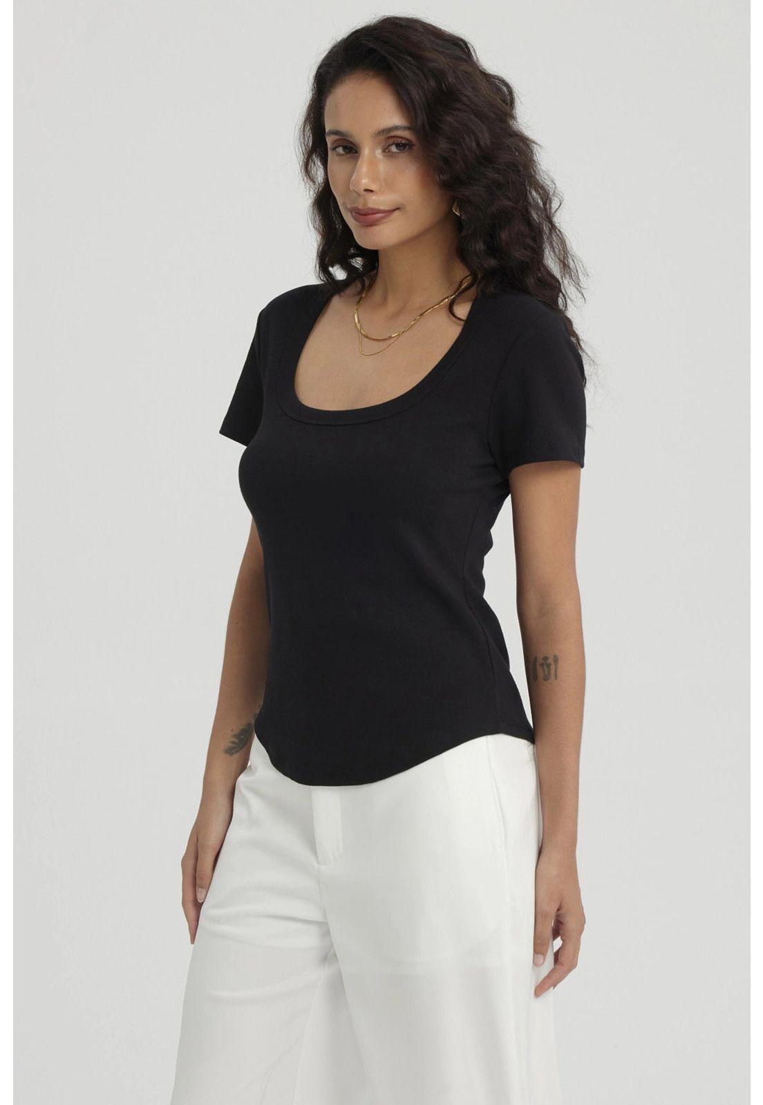 Polera Mujer Lisa Rib Negro-3
