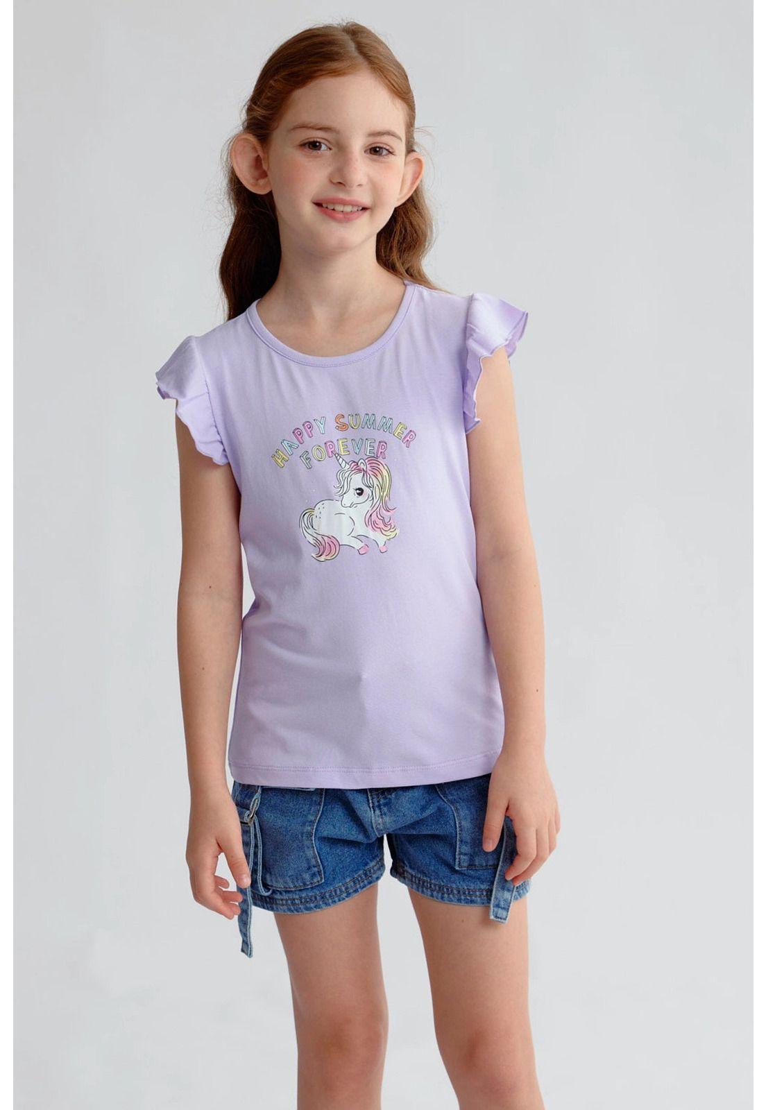 Polera Niña Con Vuelos Lila-0