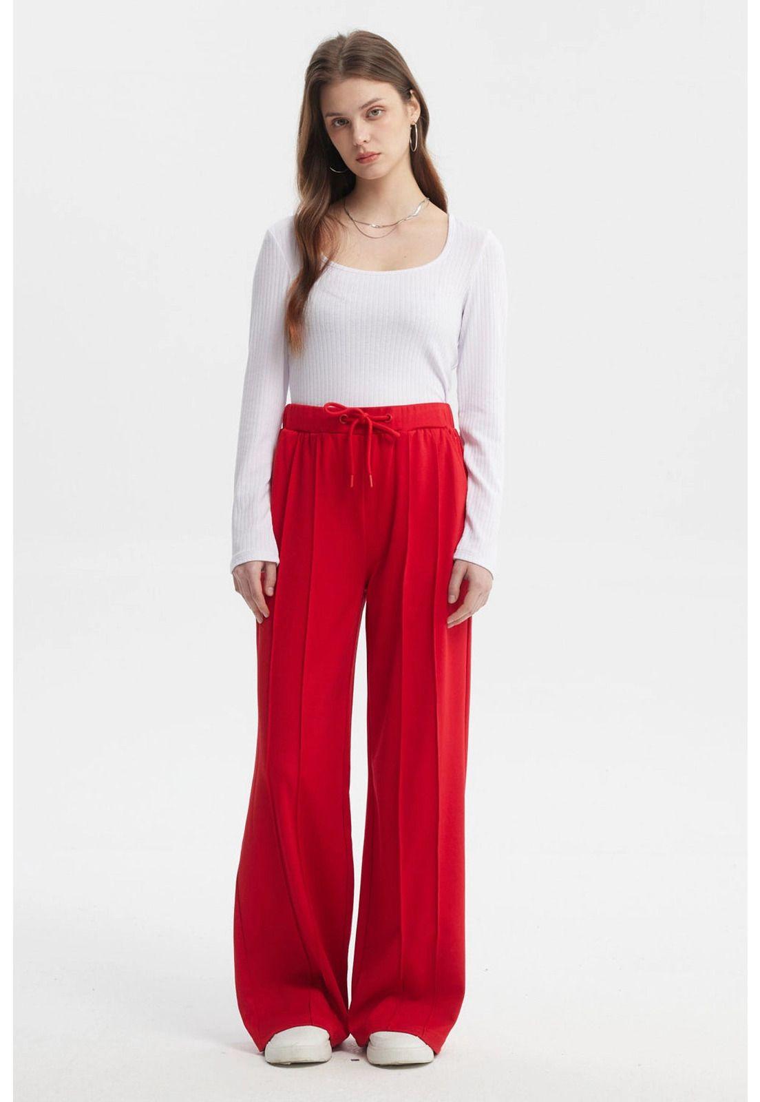 Pantalón Mujer Sastrero Pretina Cordón Rojo-3