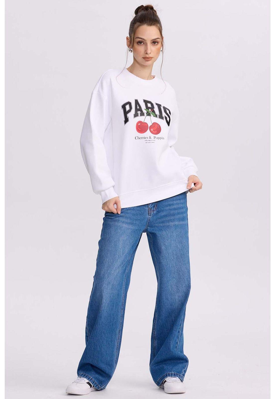 Polerón Mujer Print Blanco-3