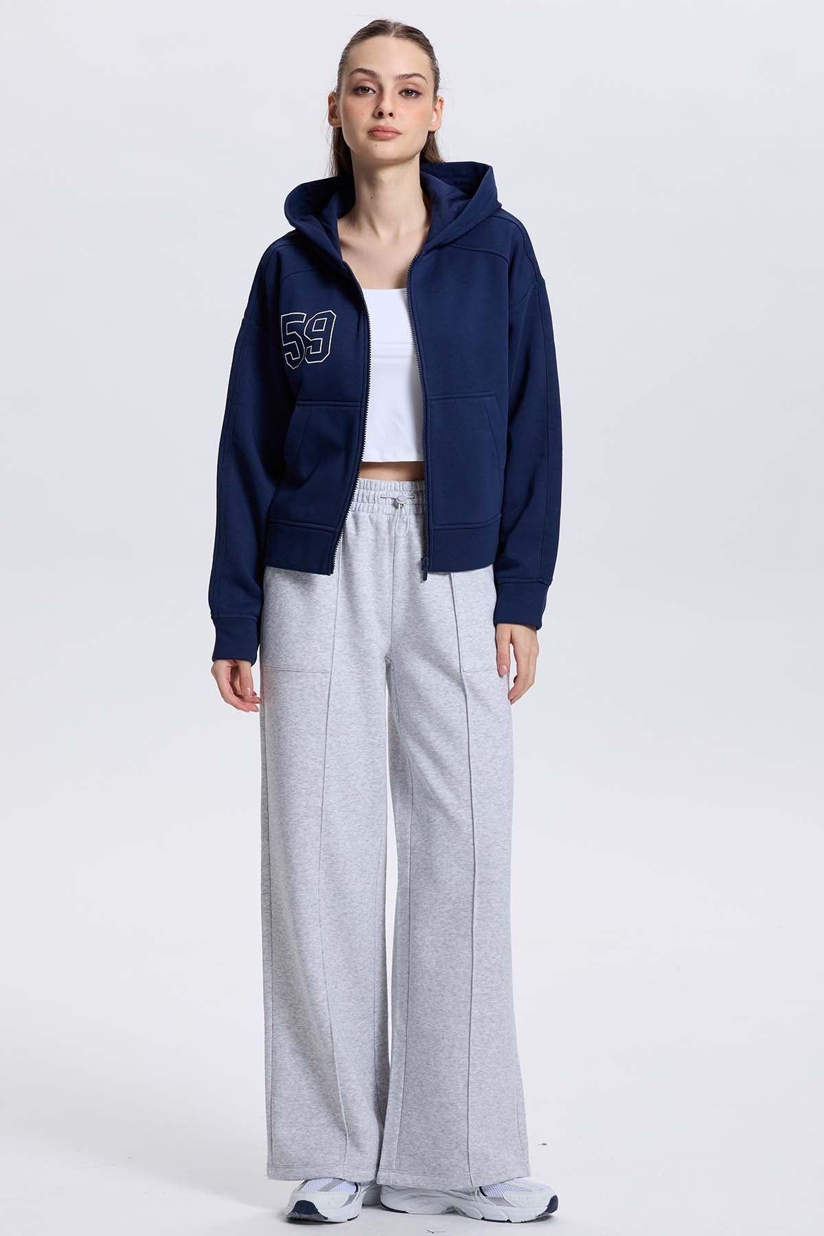 Polerón Mujer Full Zipper Azul-3