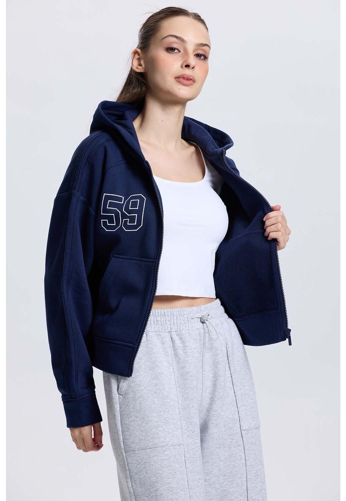 Polerón Mujer Full Zipper Azul-1