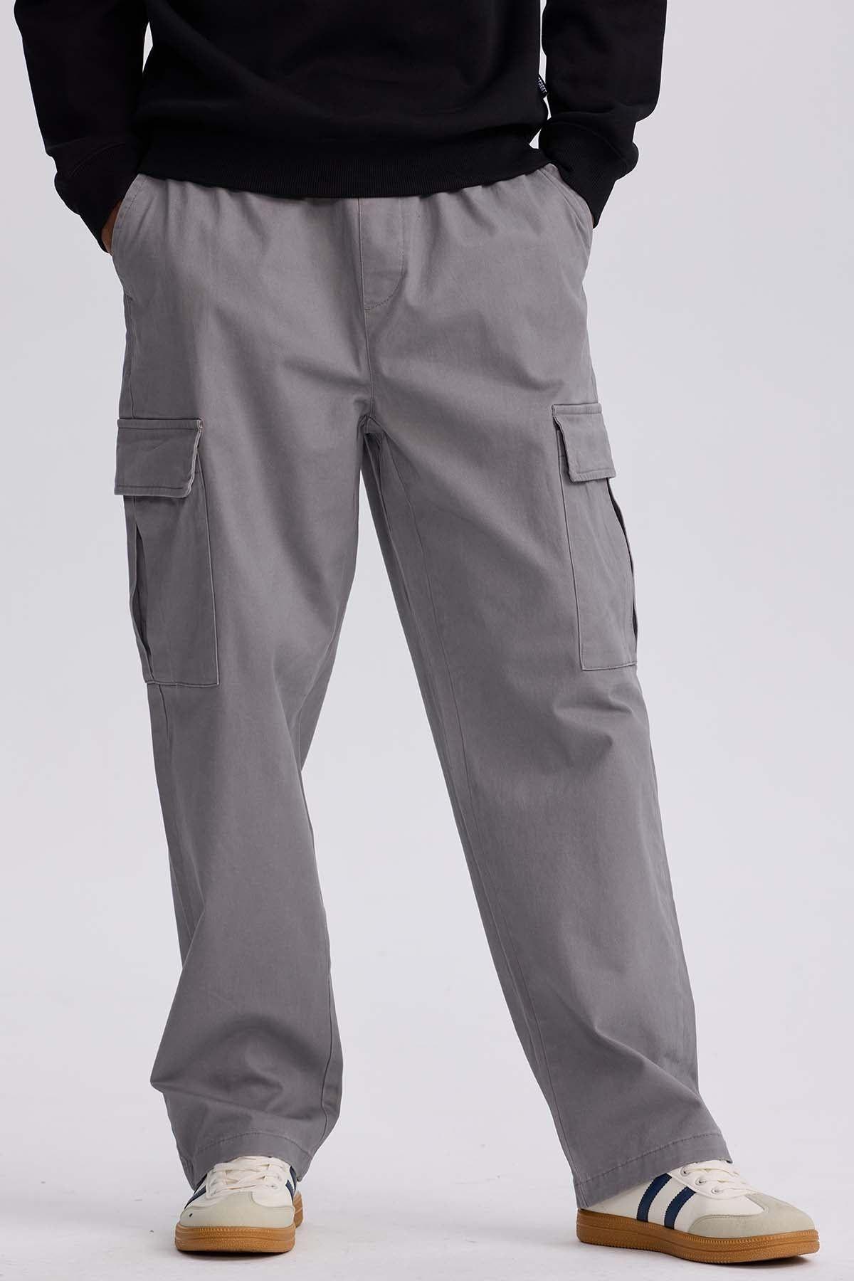 Pantalón Hombre Cargo Calce Recto Gris-0