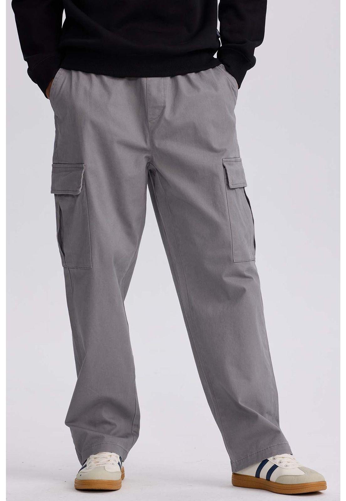 Pantalón Hombre Cargo Calce Recto Gris-0