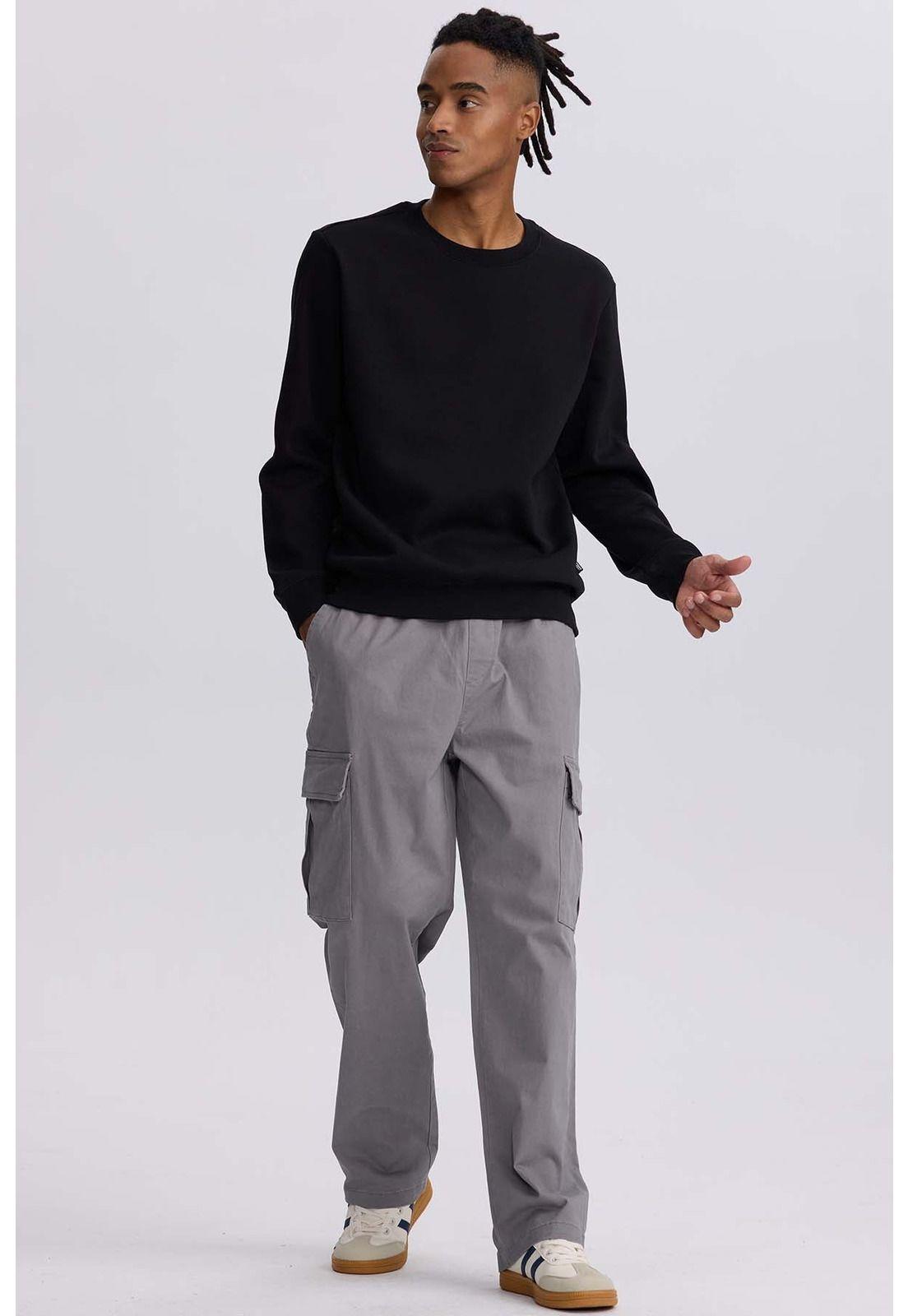 Pantalón Hombre Cargo Calce Recto Gris-3