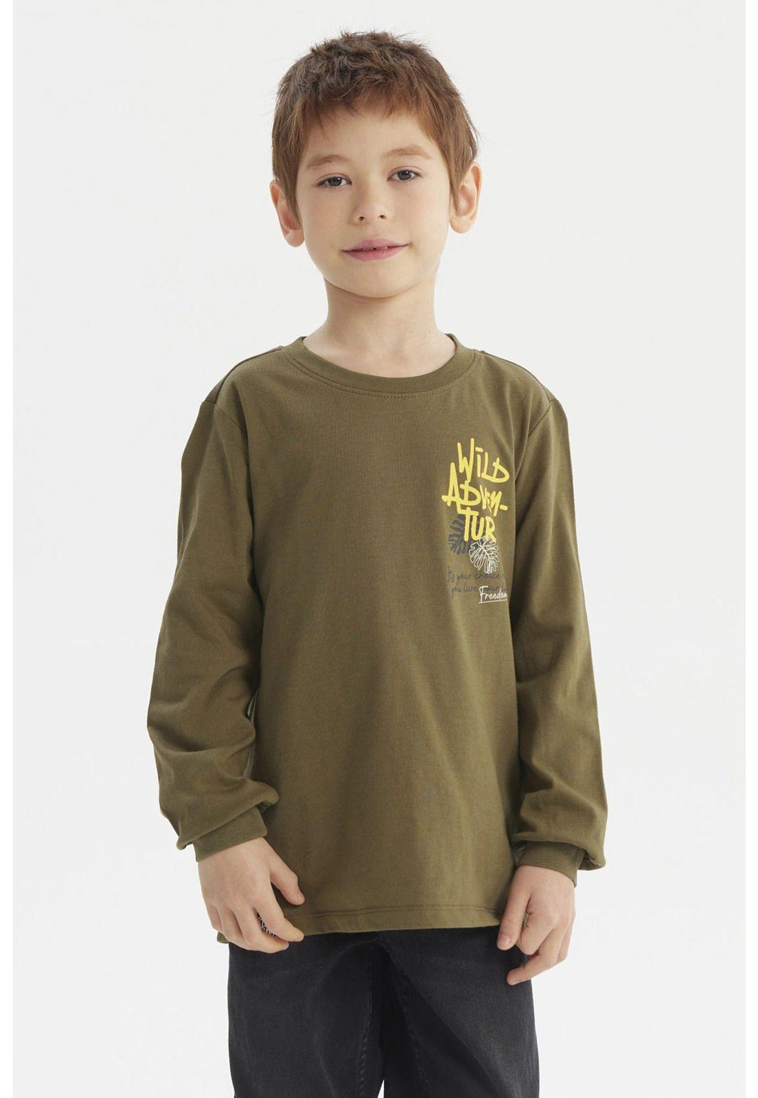 Polera Niño Toddler Print Verde Militar-0