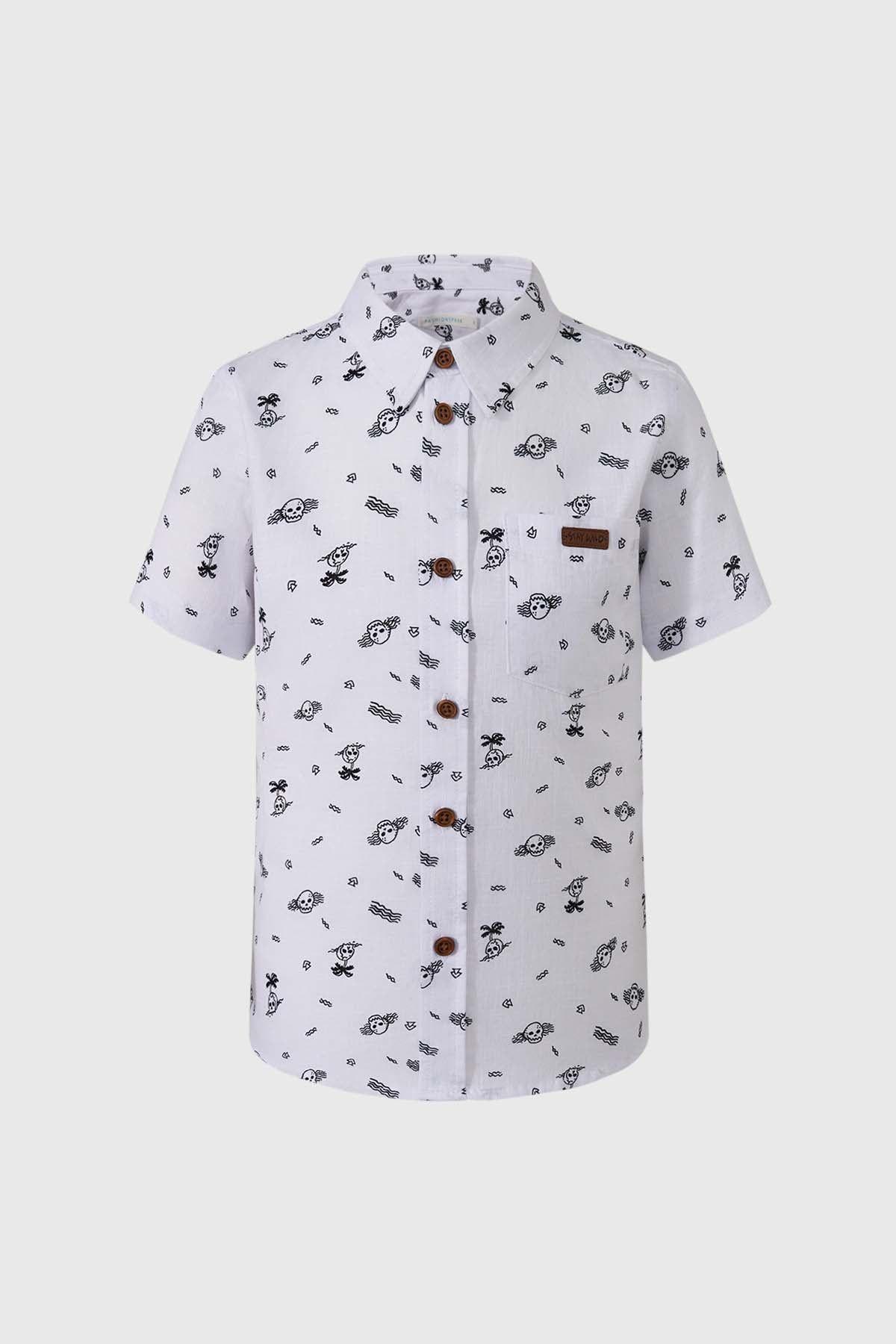 Camisa Niño Mini Print Blanco-0