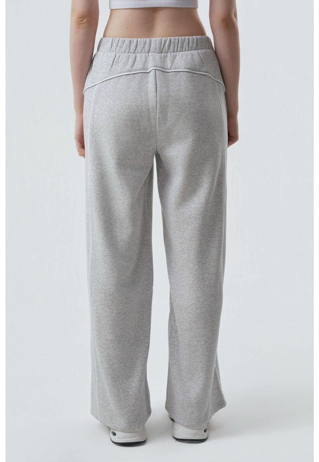 Pantalón Buzo Mujer Wide Leg Gris Melange - Vlll-2