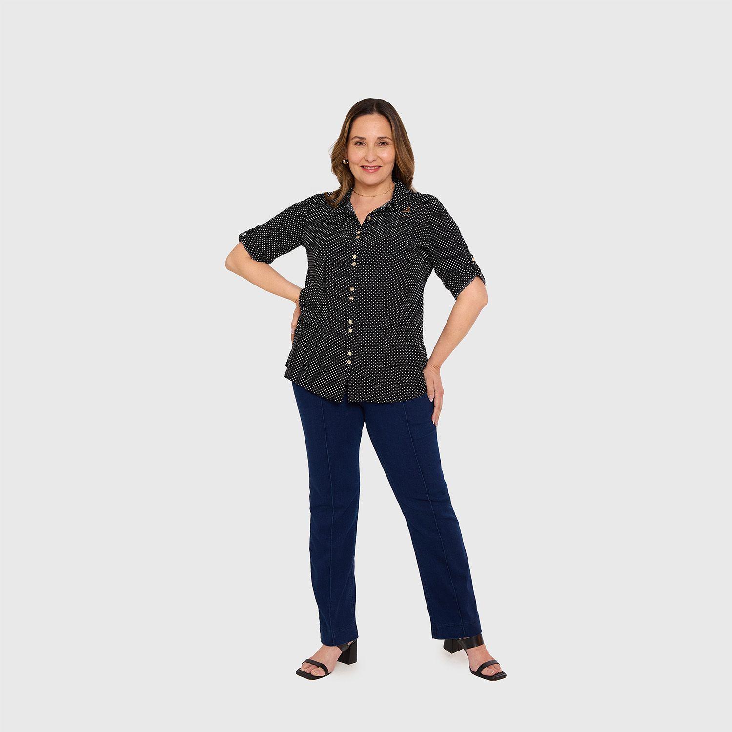 Blusa Mujer Abotonada Roll Up Negro Fashion's Park-3