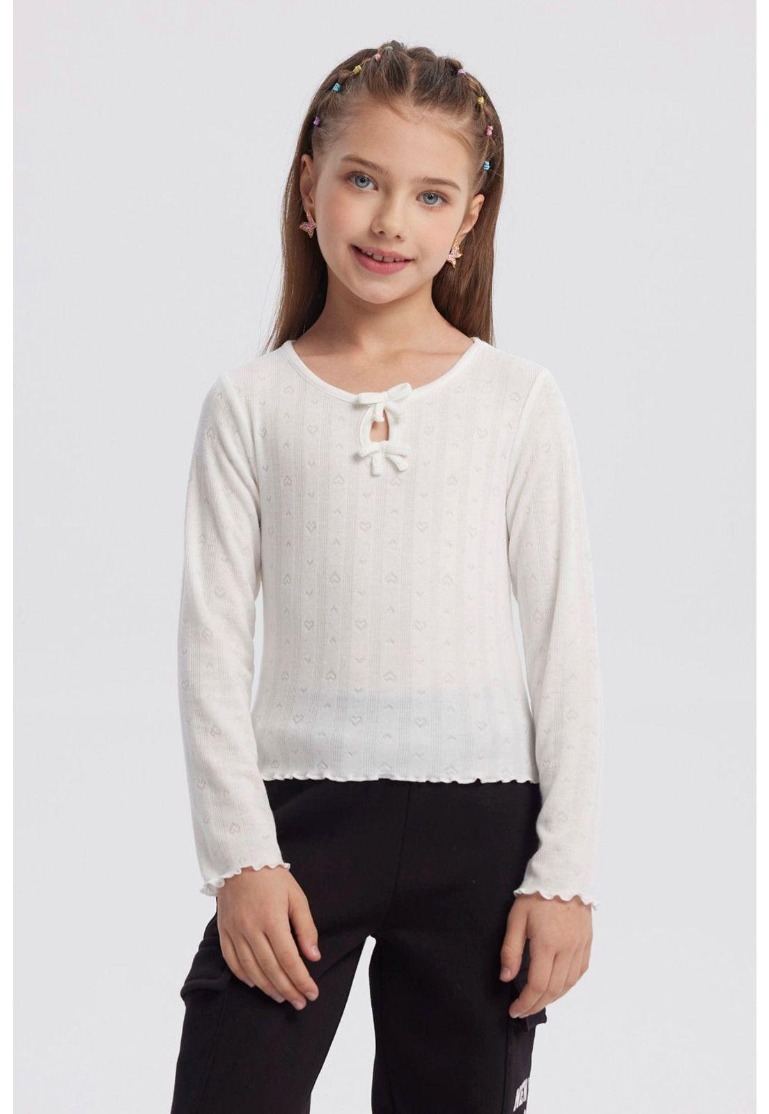 Polera Niña Lazos Crudo-0