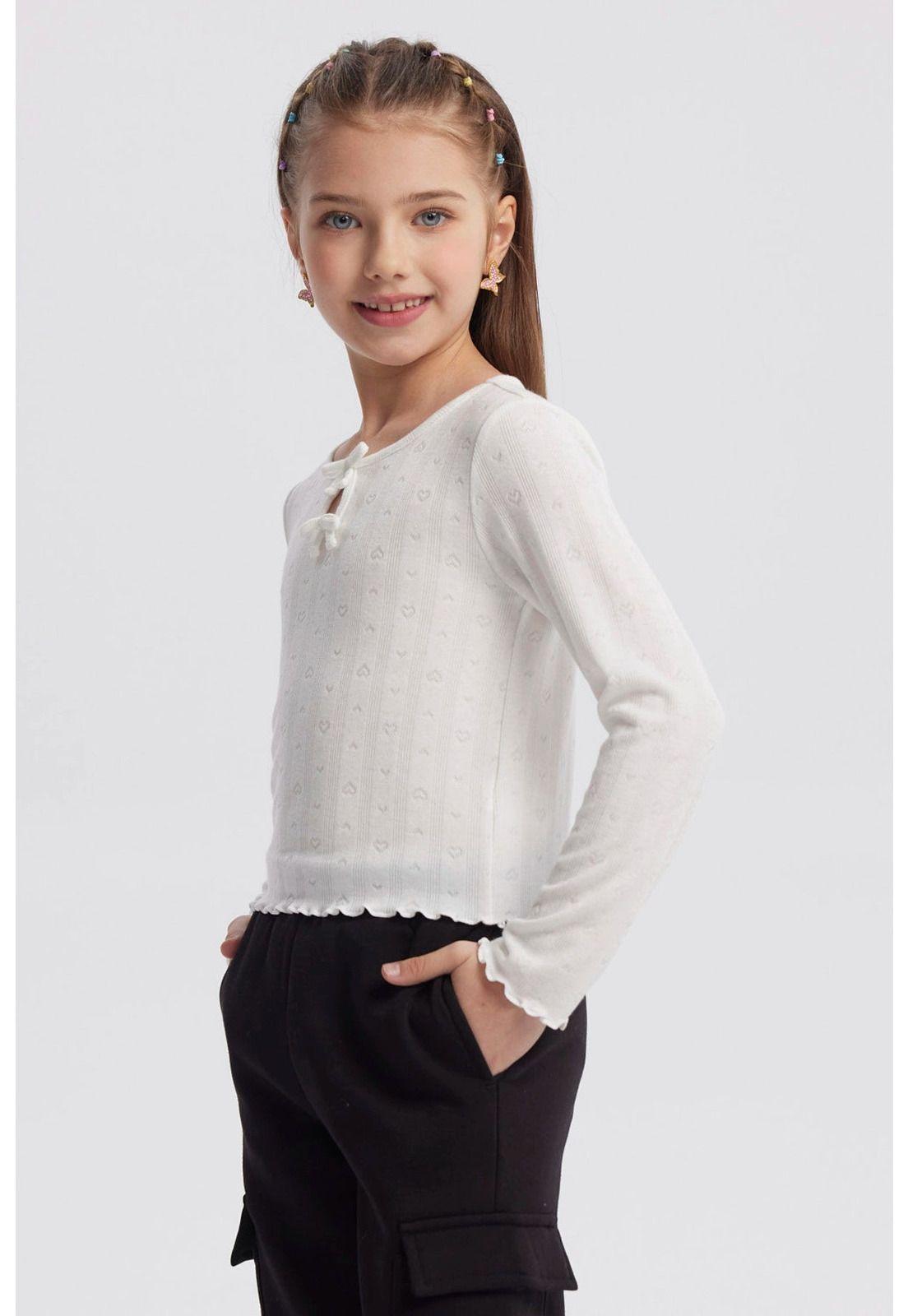 Polera Niña Lazos Crudo-1