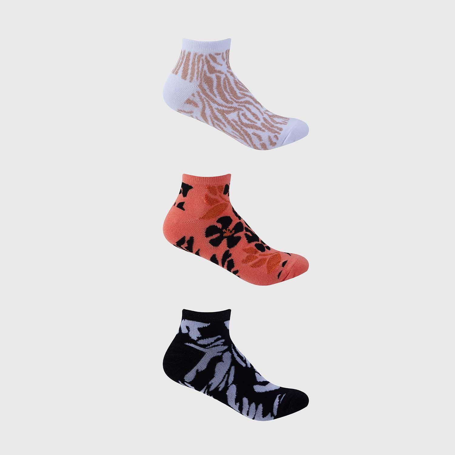 Calceta Mujer Tripack Print Salmon-0
