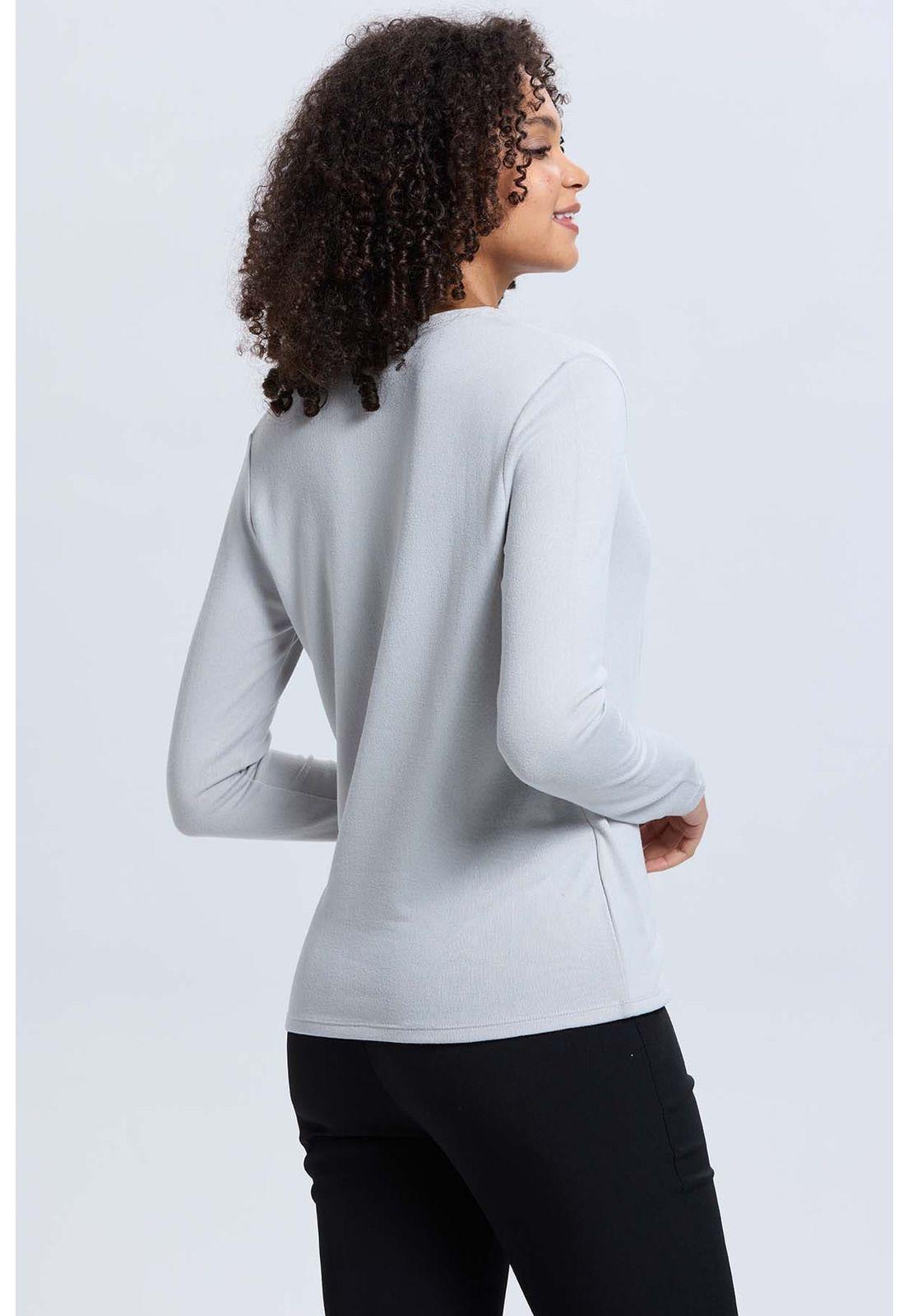 Sweater Mujer Escote V Gris-2