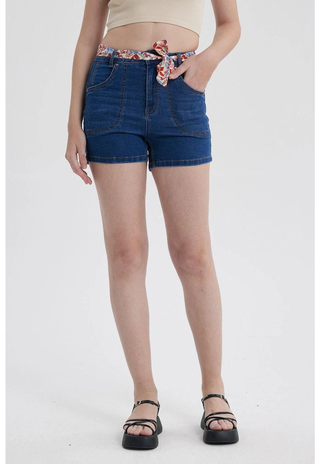 Short Mujer Mom Pañuelo Azul-0